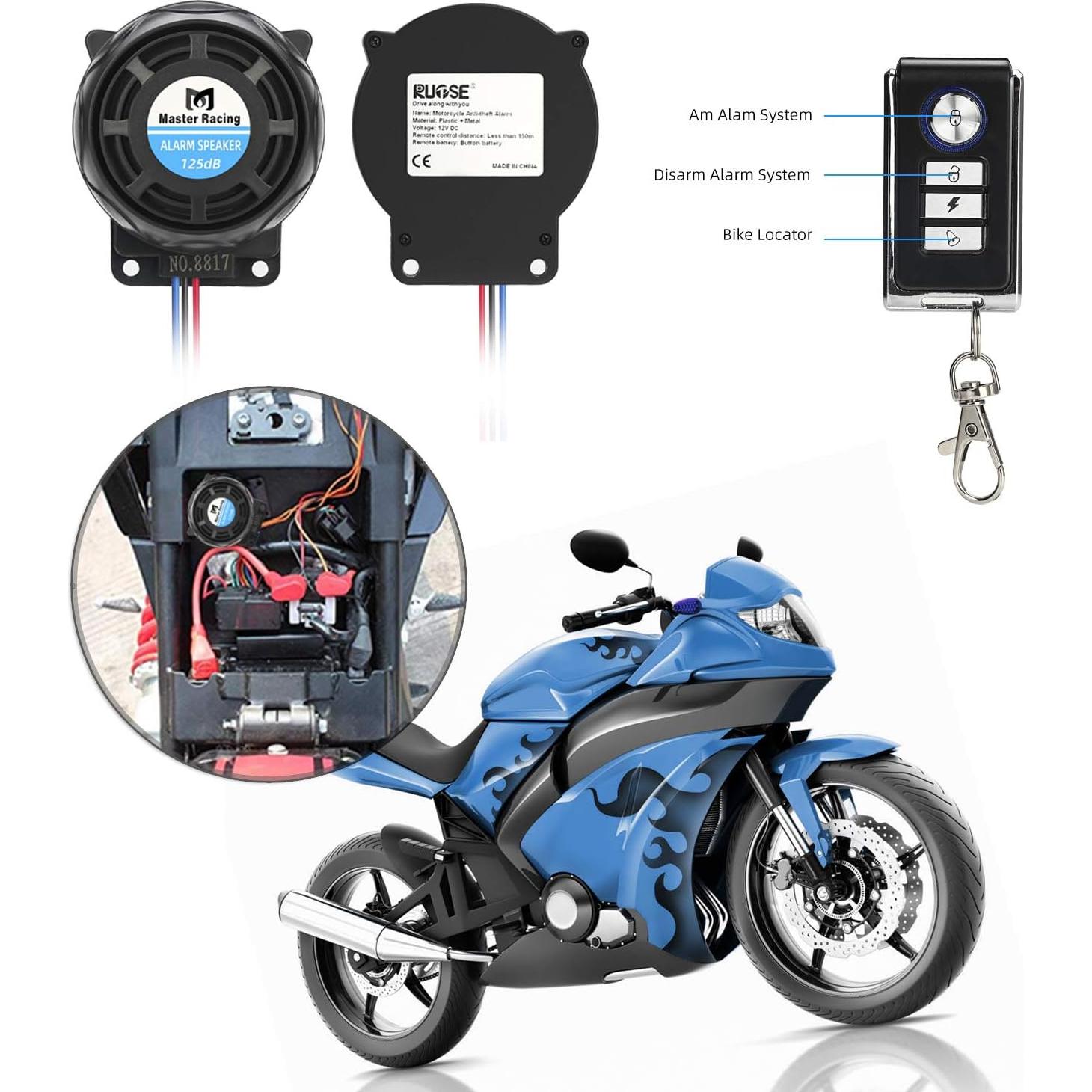 Sistema de Alarma para Motocicleta Rupse LARA08-A 125dB