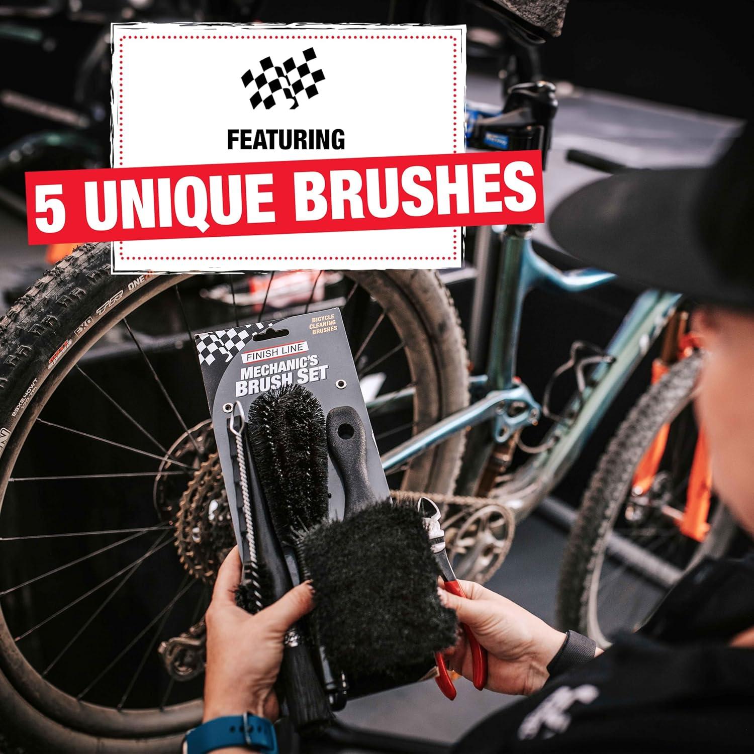 Juego de Cepillos Finish Line Easy-Pro 5 Piezas para Bicicletas