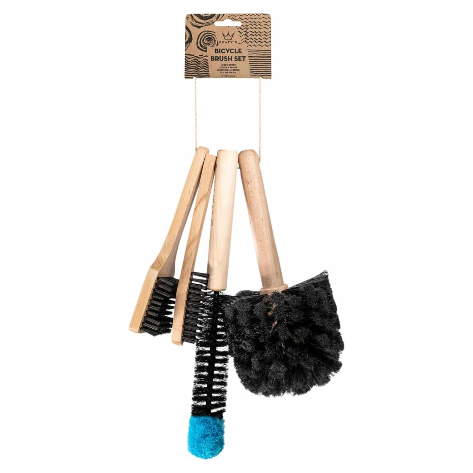 Juego de Cepillos de Limpieza para Bicicleta Peaty's - 4 Piezas de Madera Ecológica