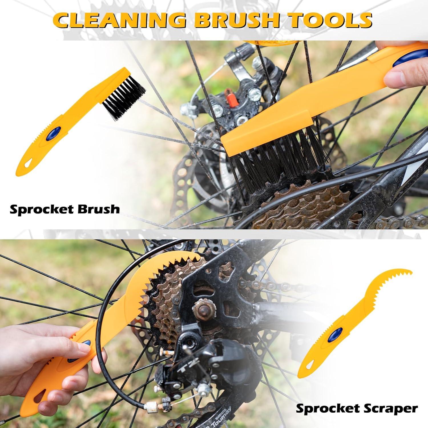 Kit de Limpieza de Bicicleta Focopot 12 Piezas - Limpiador, Lubricante y Cepillos