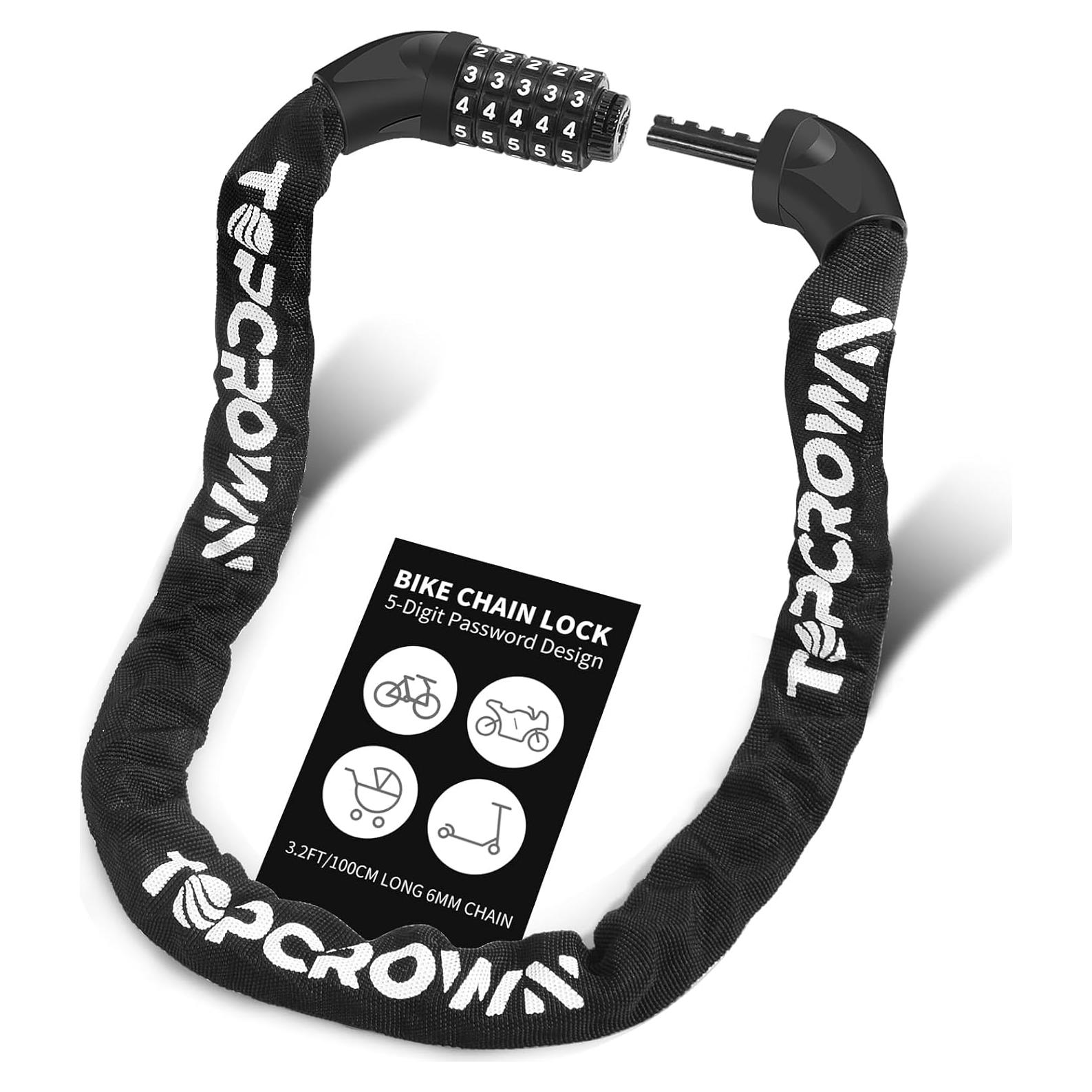 Candado de Cadena Antirrobo Topcrown 0.97m Combinación 5 Dígitos