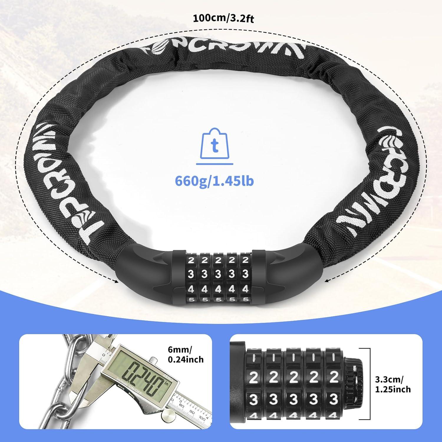 Candado de Cadena Antirrobo Topcrown 0.97m Combinación 5 Dígitos