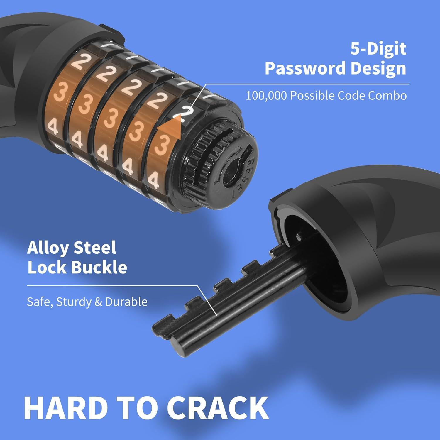Candado de Cadena Antirrobo Topcrown 0.97m Combinación 5 Dígitos