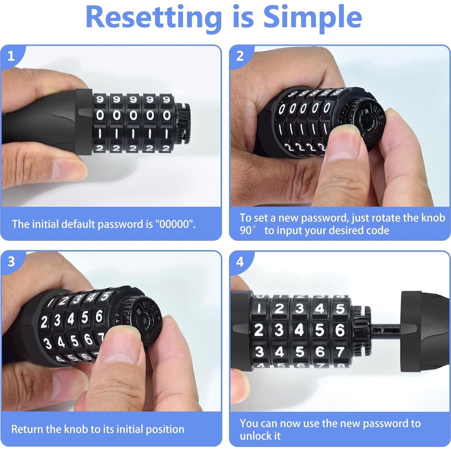 Candado de Cadena Antirrobo Topcrown 0.97m Combinación 5 Dígitos