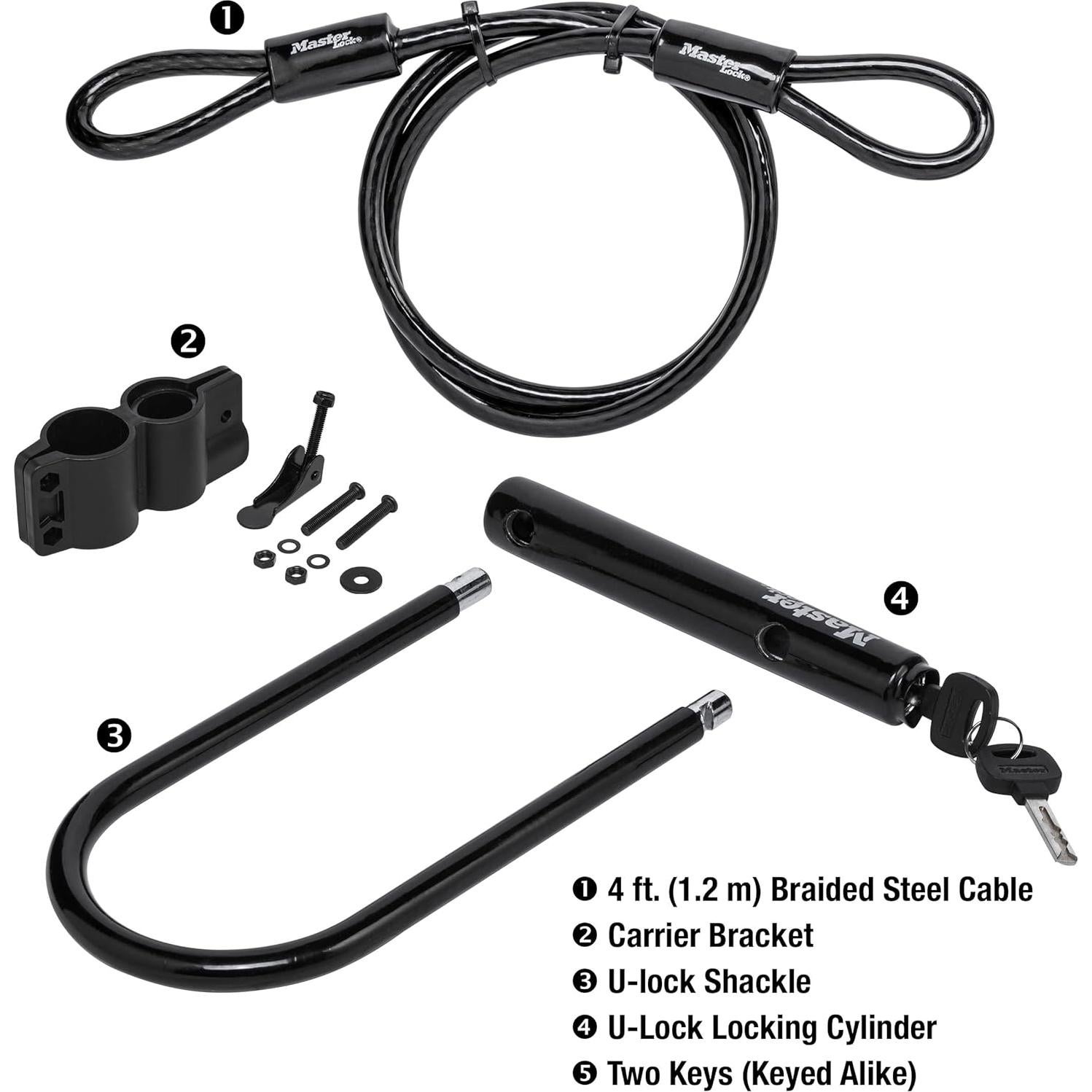 Candado U para Bicicleta Master Lock 8385D con Cable 1.3kg