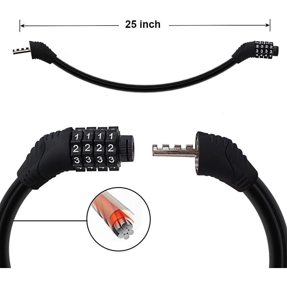 Candado de Bicicleta Sanwo SG0086BK Combinación 4 Dígitos 0.6m