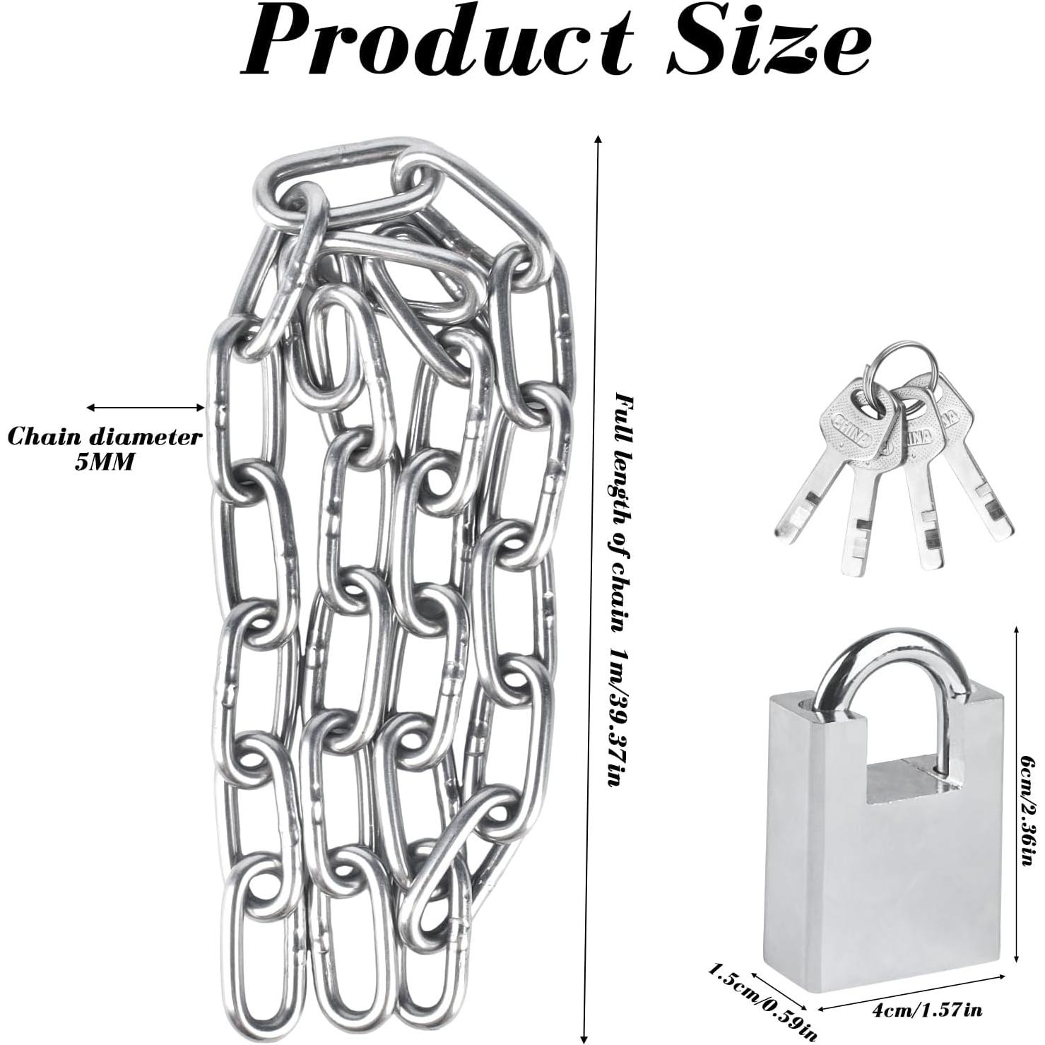 Cadena de Seguridad de Acero Inoxidable QBXMY7 1m con Candado Anticorte