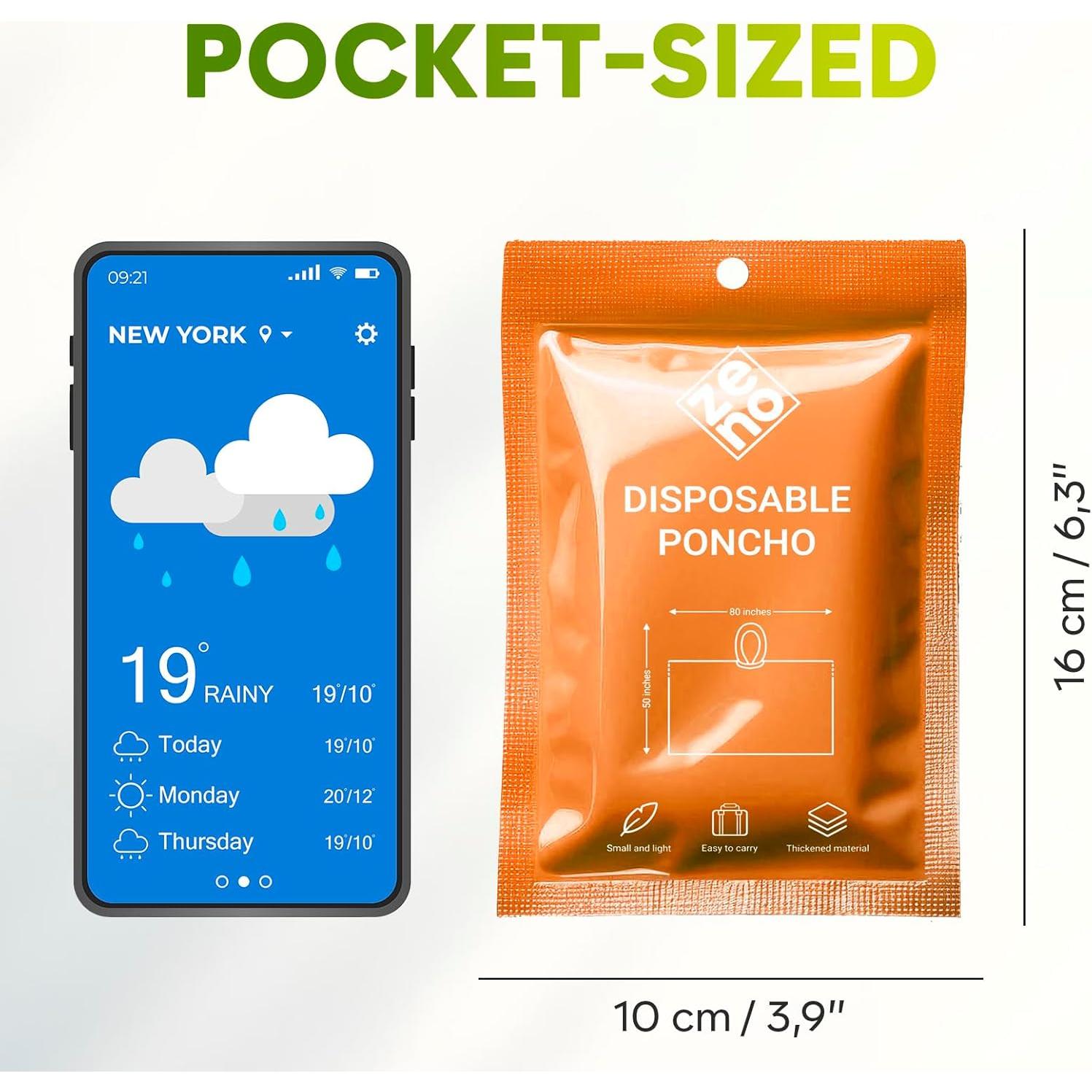 Ponchos Desechables ZENO para Adultos - Transparentes con Capucha - Paquete de 4