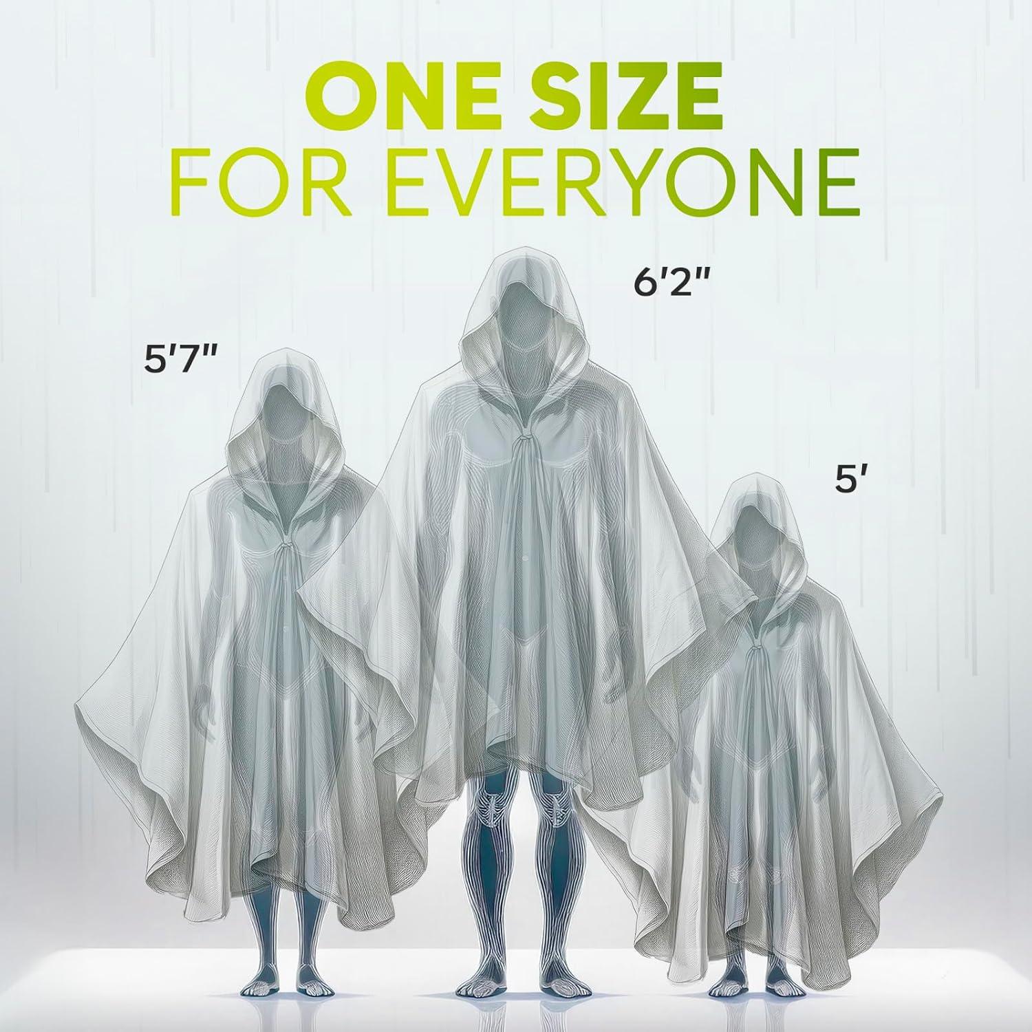 Ponchos de Lluvia Desechables ZENO - Pack de 4 Adultos Transparentes