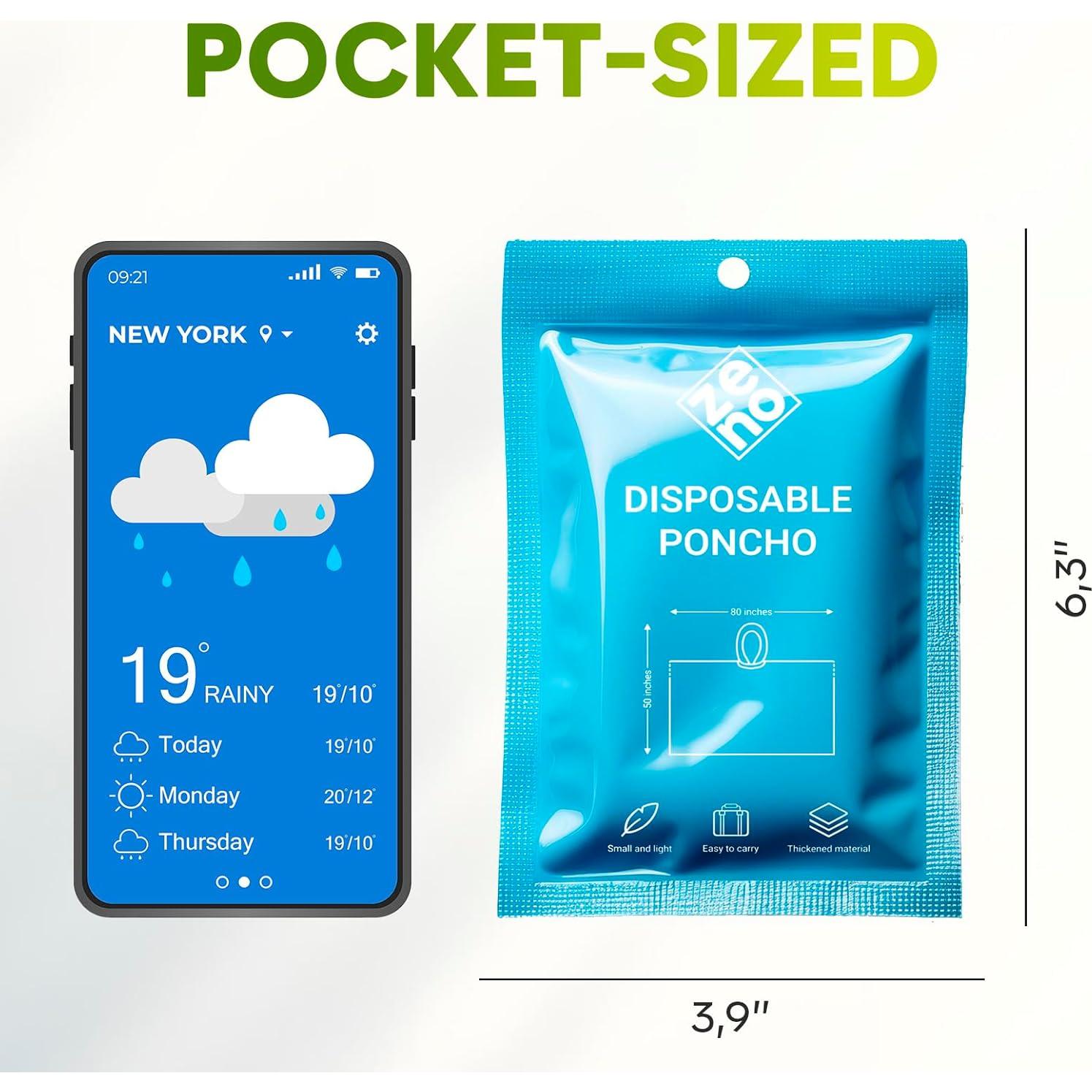 Ponchos de Lluvia Desechables ZENO - Pack de 4 Adultos Transparentes