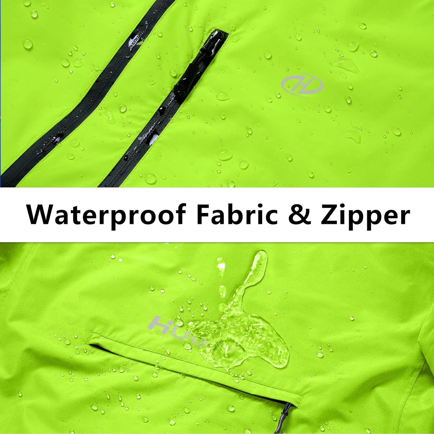 Chaqueta de Lluvia Impermeable para Hombre Grande Amarillo Fluorescente