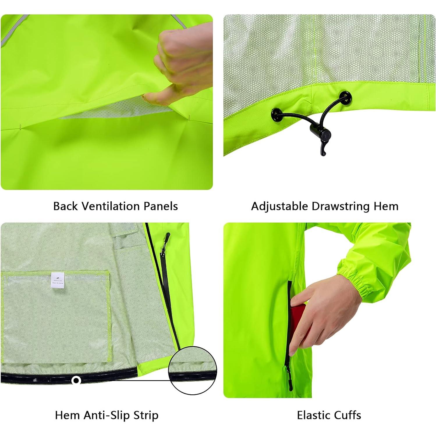 Chaqueta de Lluvia Impermeable para Hombre Grande Amarillo Fluorescente