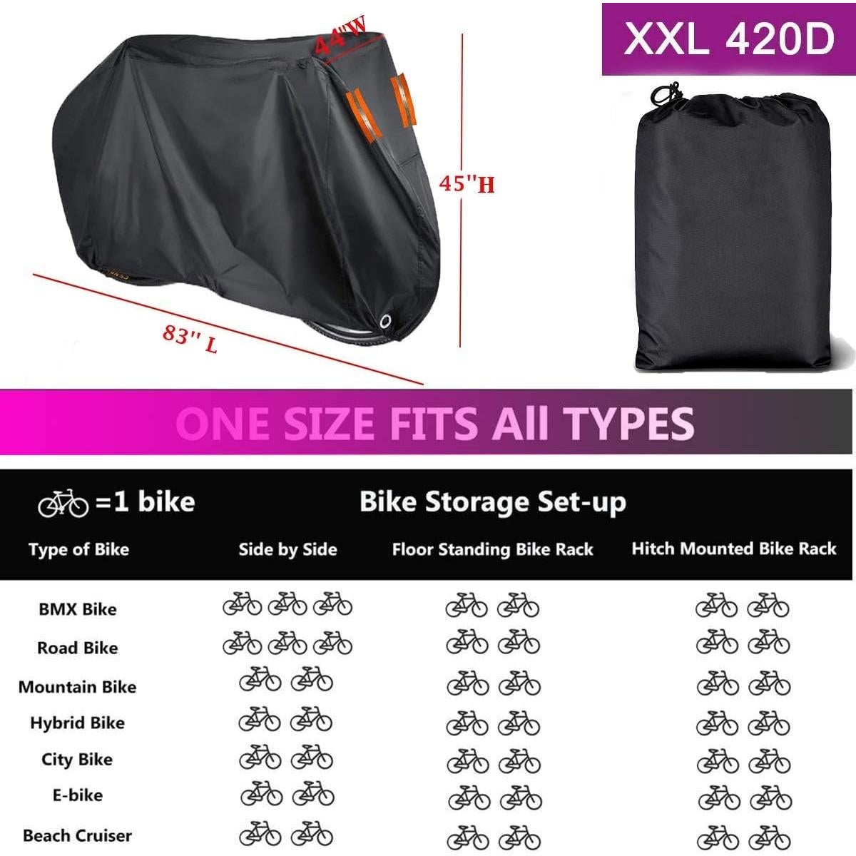 Funda Impermeable para Bicicleta Indeedbuy XL 1-2 Bicicletas