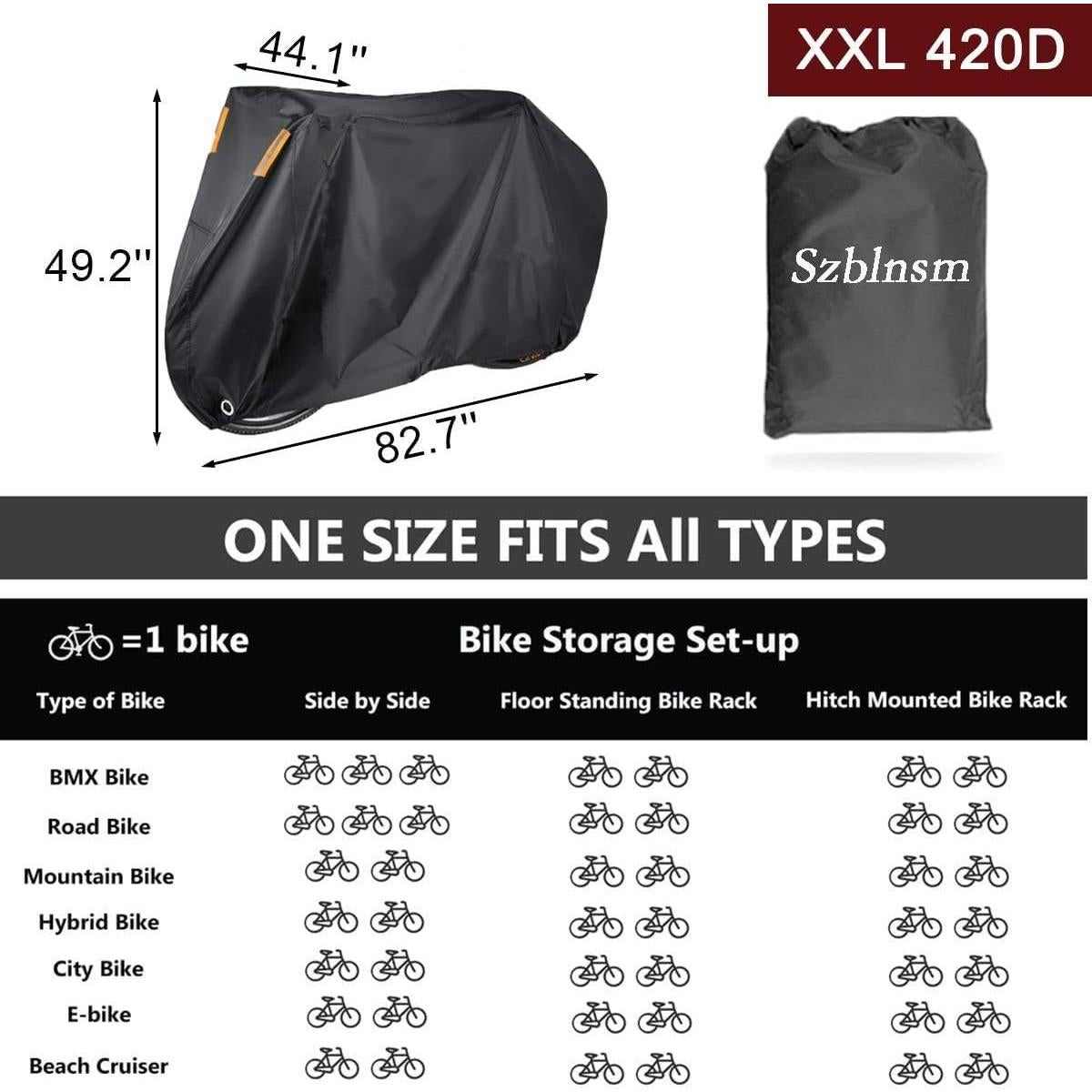 Funda Impermeable para Bicicleta Szblnsm XL 420D para 1 o 2 Bicicletas