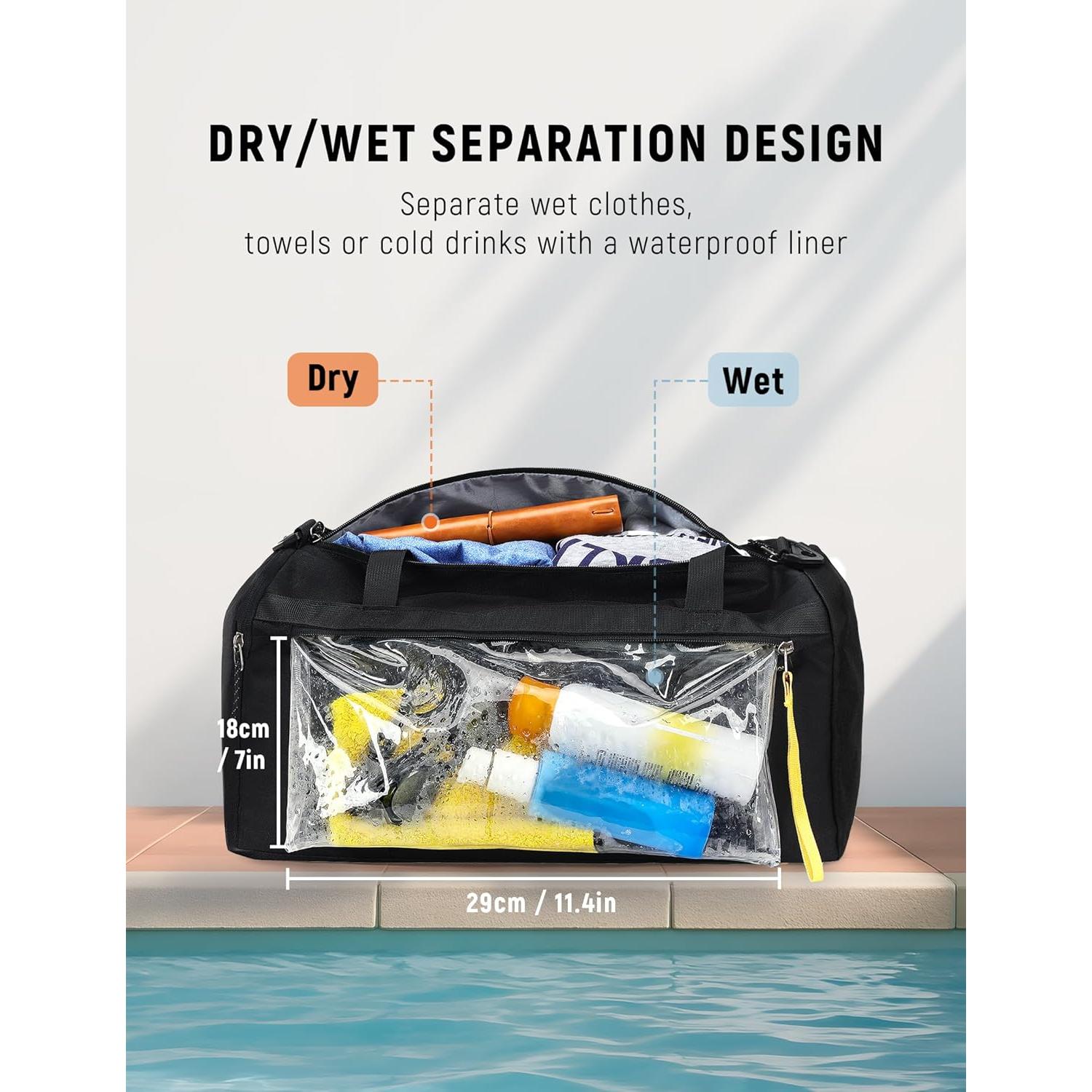 Bolsa de Gimnasio SKYSPER 30L con Compartimento Húmedo - Negro