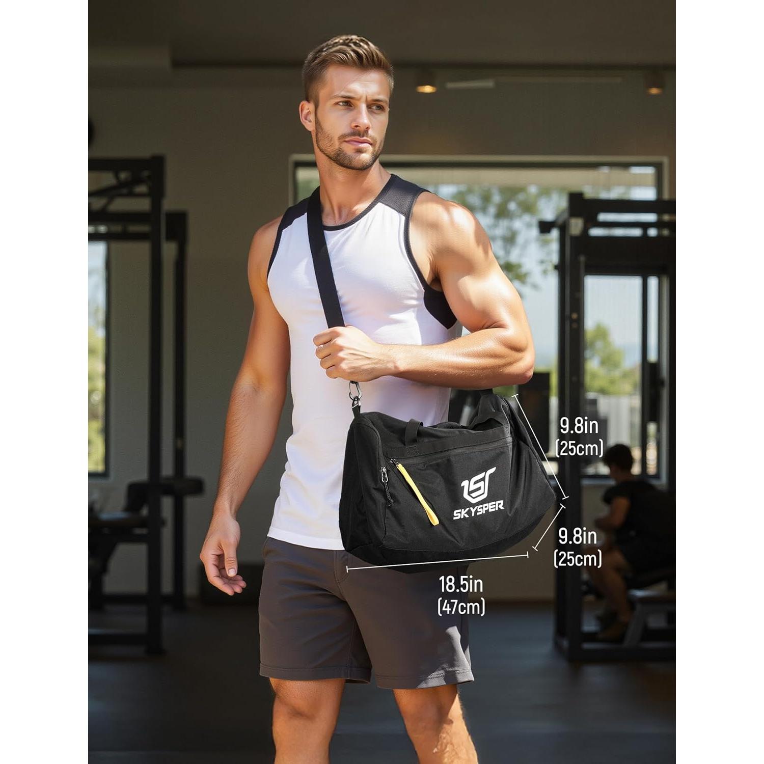 Bolsa de Gimnasio SKYSPER 30L con Compartimento Húmedo - Negro