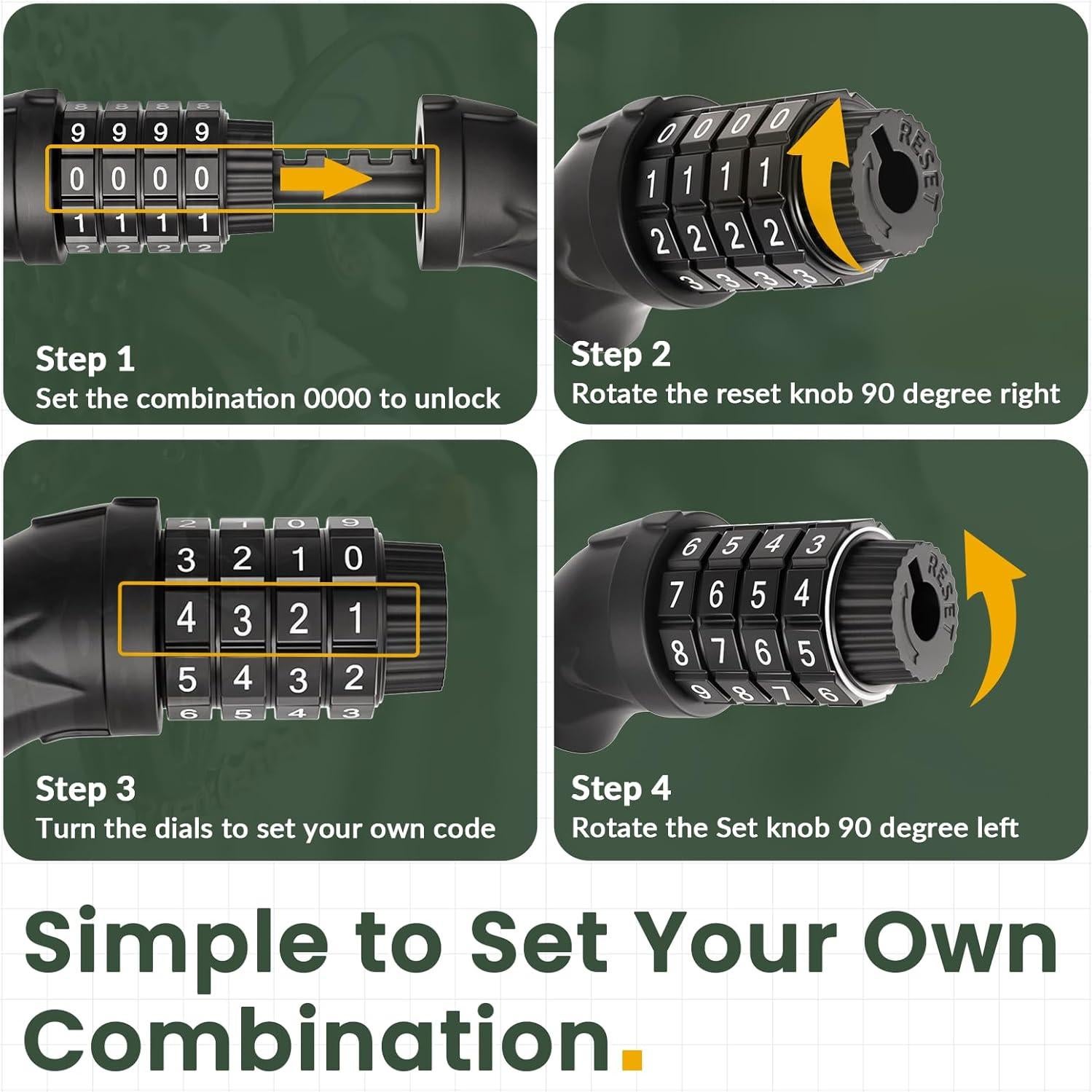 Candado de Cable Titanker 1.22m con Combinación Resettable