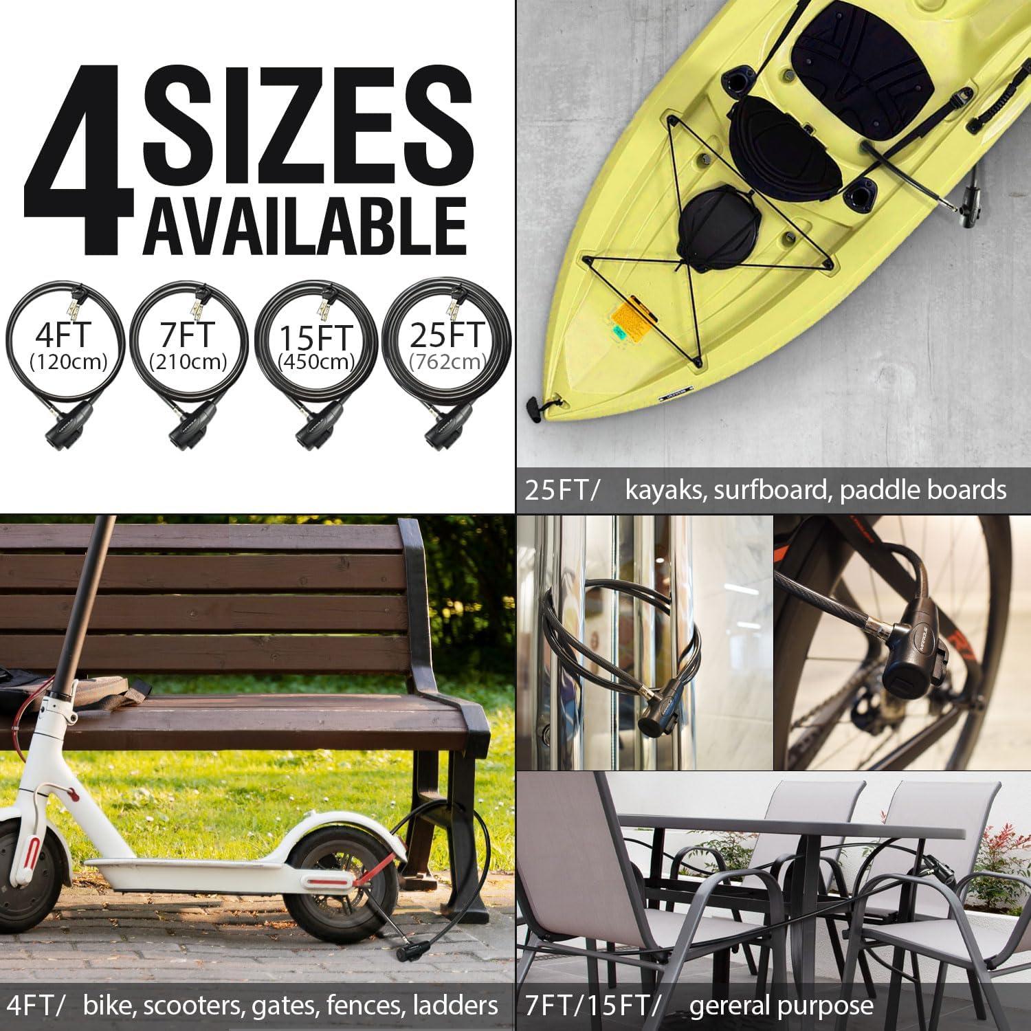 Candado de Cable MARQUE 2.13m con Llave - Seguridad Bicicleta