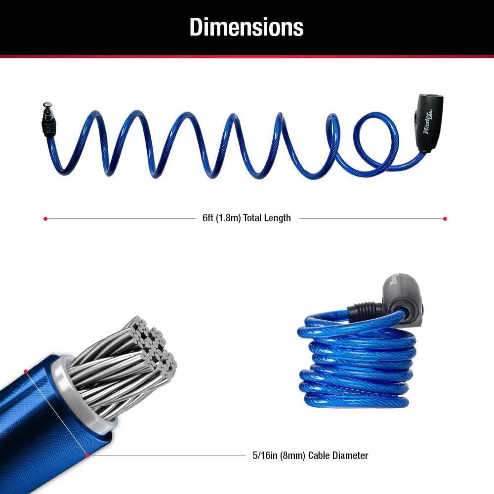 Candados de bicicleta Master Lock 8127TRI, 3 unidades, 1.8 m