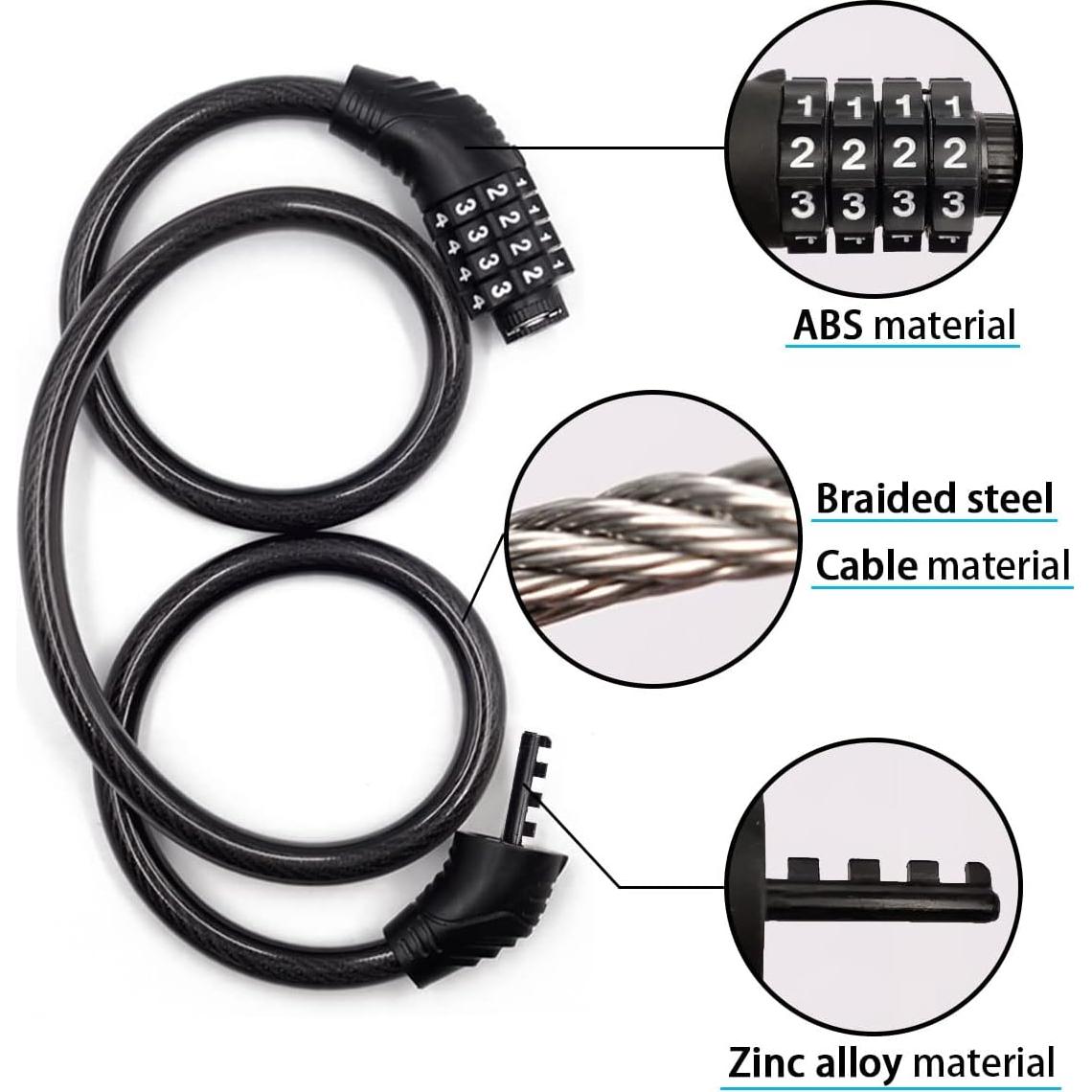Candado de bicicleta Revelook 4 dígitos 90 cm antirrobo