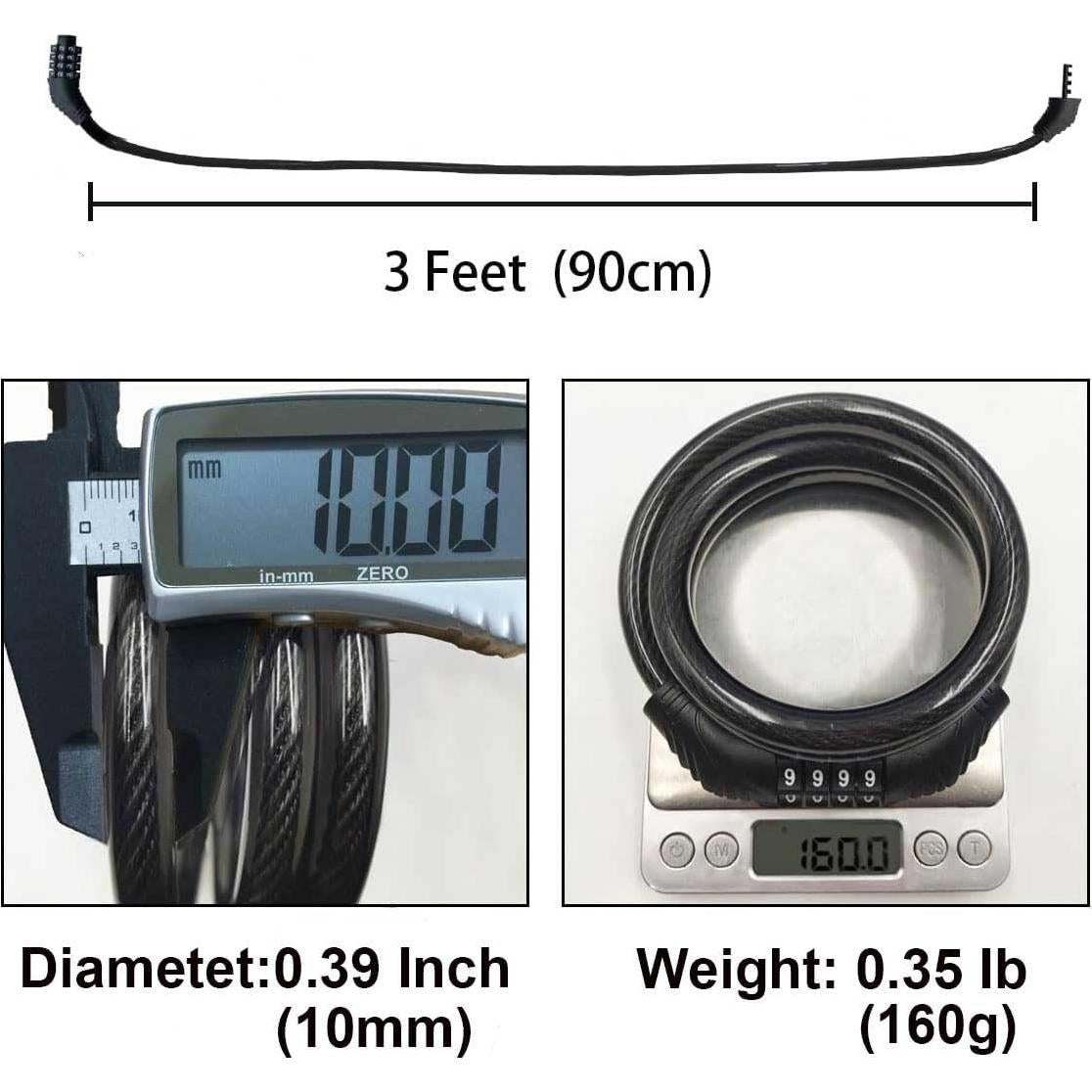 Candado de bicicleta Revelook 4 dígitos 90 cm antirrobo