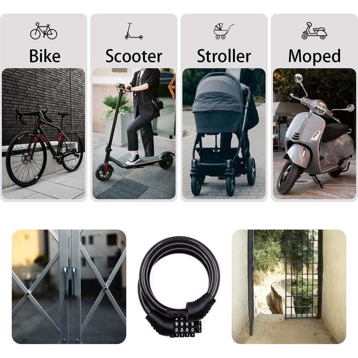 Candado de bicicleta Revelook 4 dígitos 90 cm antirrobo