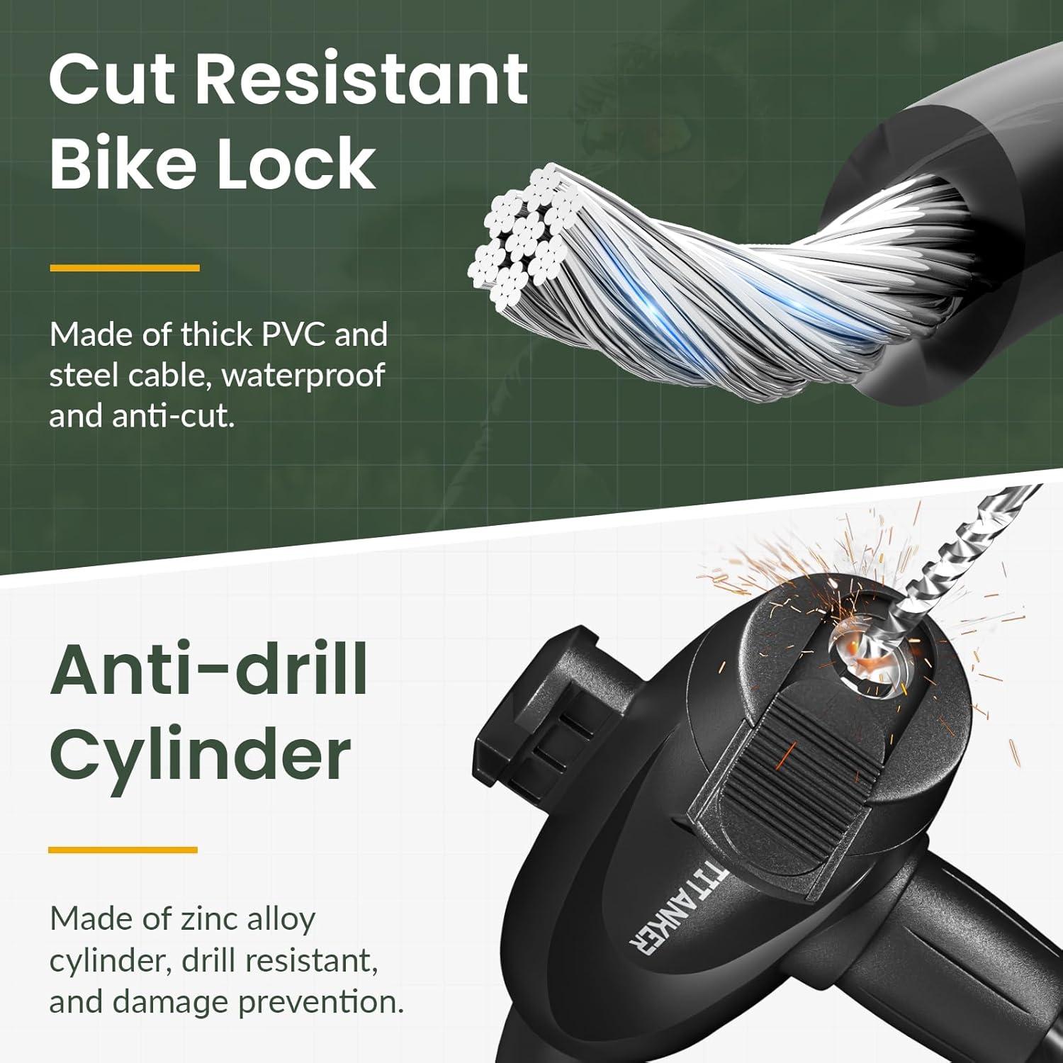 Candado de Cable para Bicicleta Titanker 1.83m Antirrobo