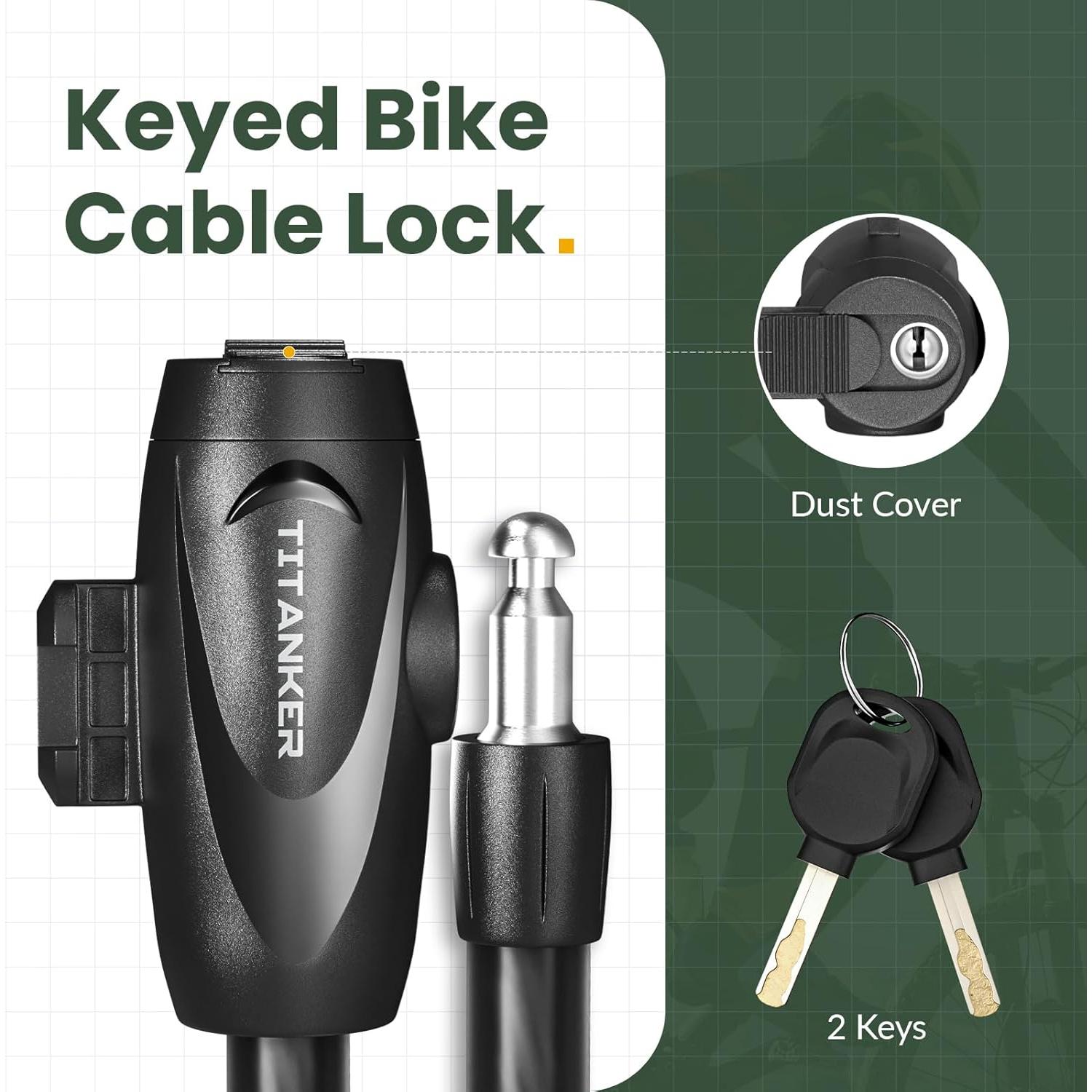 Candado de Cable para Bicicleta Titanker 1.83m Antirrobo