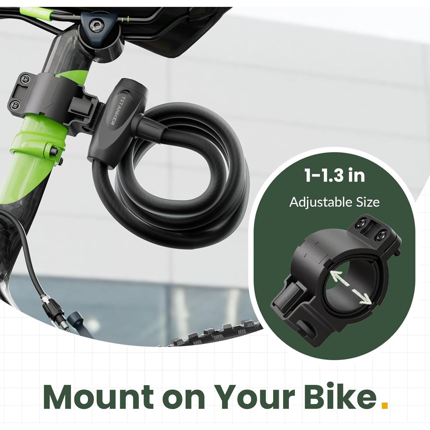 Candado de Cable para Bicicleta Titanker 1.83m Antirrobo