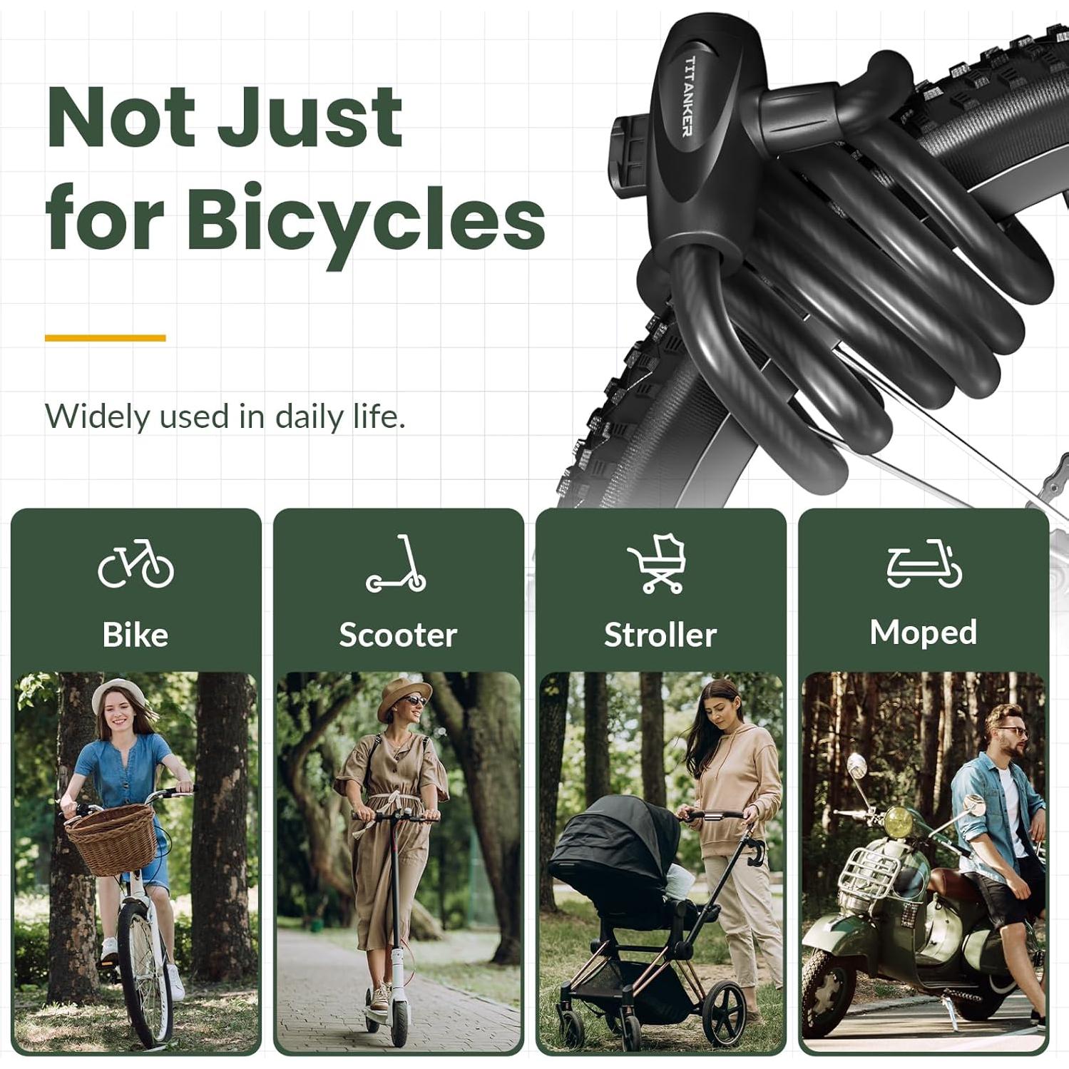 Candado de Cable para Bicicleta Titanker 1.83m Antirrobo