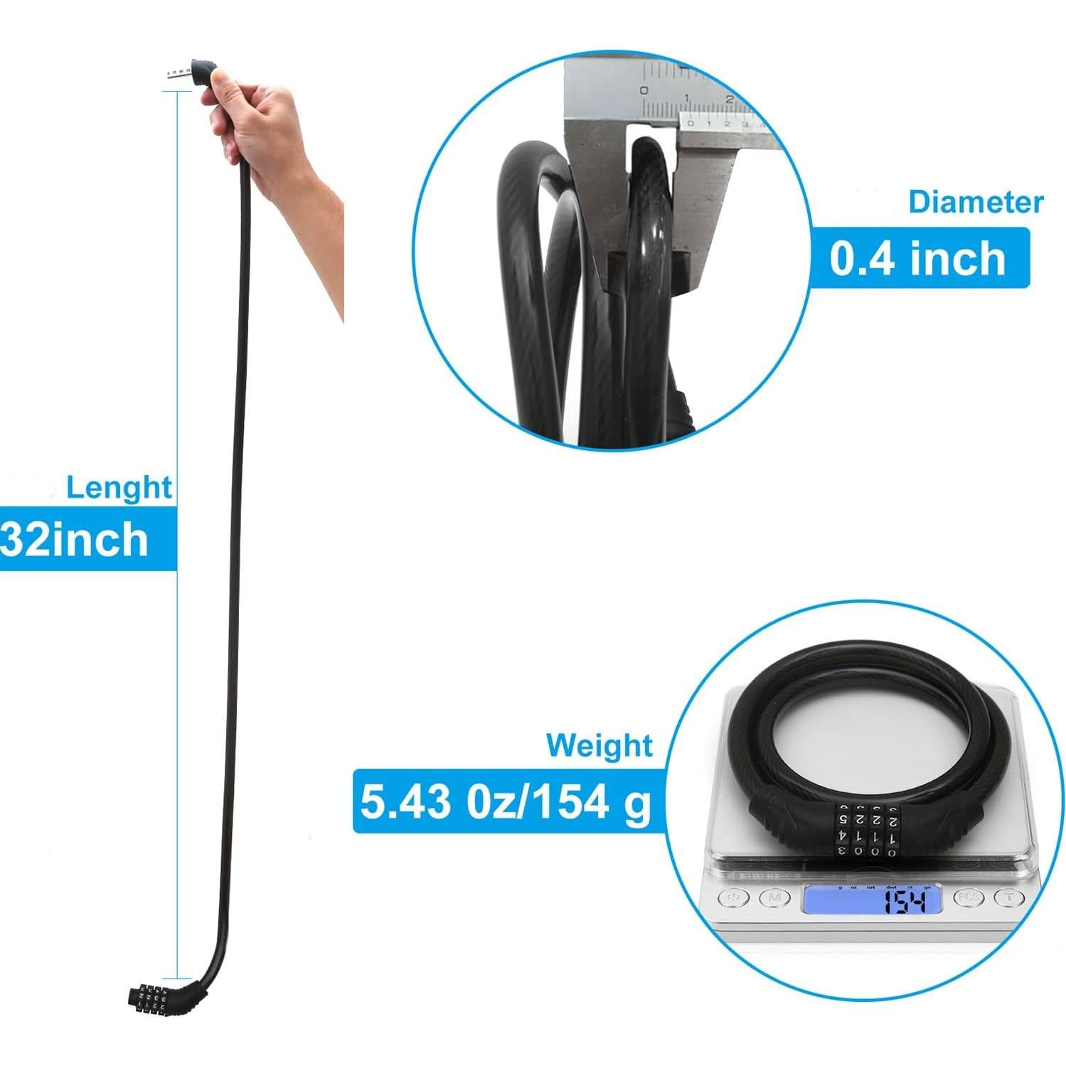 Candado de Cable para Bicicleta Suyncyi CS010 1M 4 Dígitos