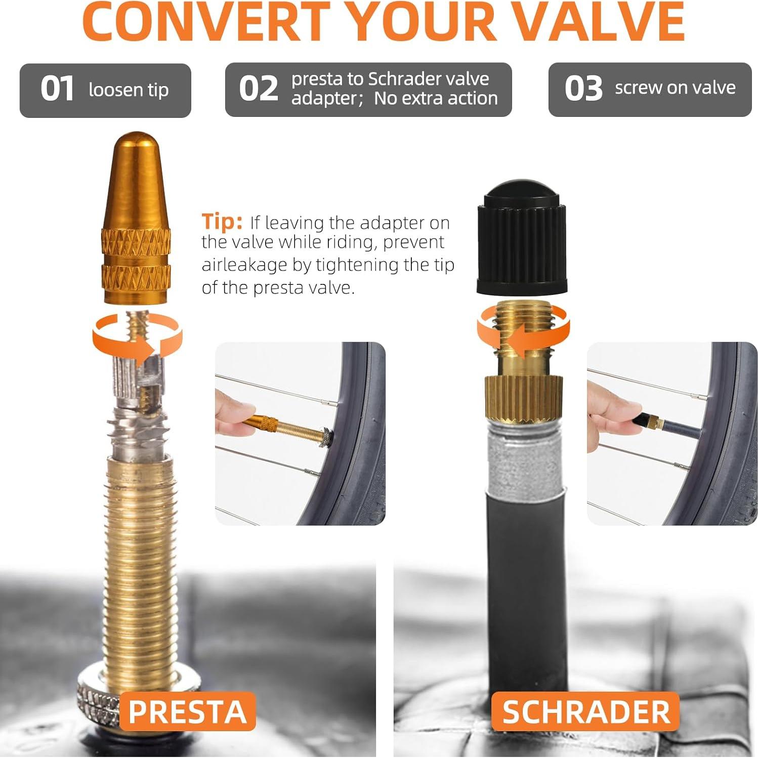 Kit de Adaptadores de Válvula Presta Schrader Gionfe 25PCS