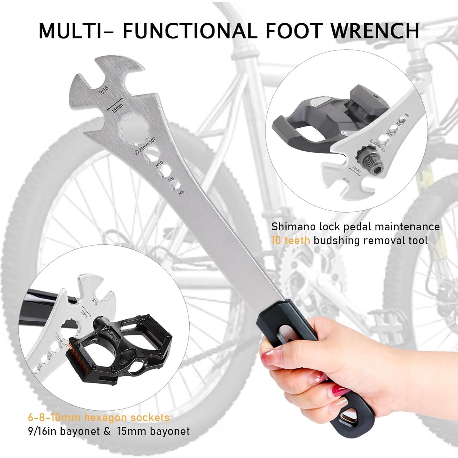 Llave de Pedal de Bicicleta 4 en 1 Groword 320mm Multifuncional