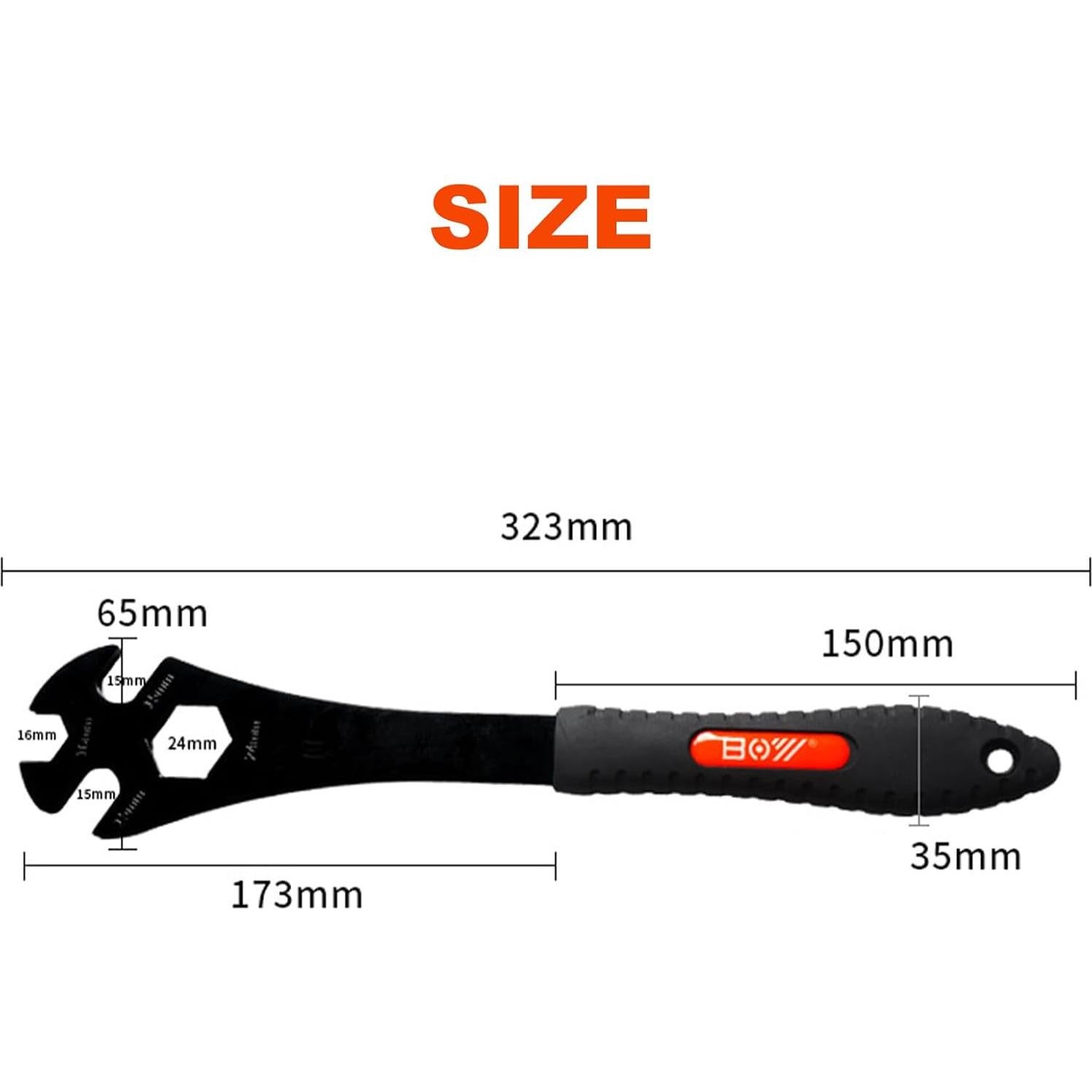 Llave de Pedal de Bicicleta SONZUIA 3-en-1 15mm 16mm 24mm