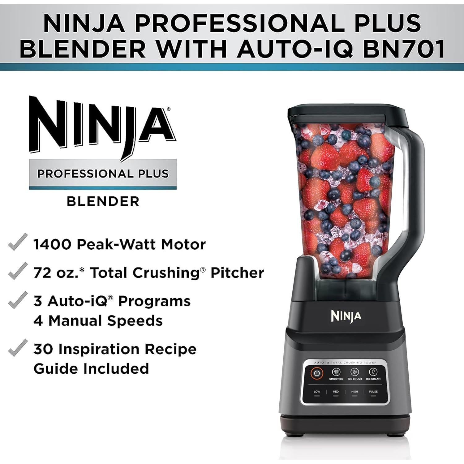 Licuadora Ninja BN701 1400W 72 oz. Auto-iQ Gris