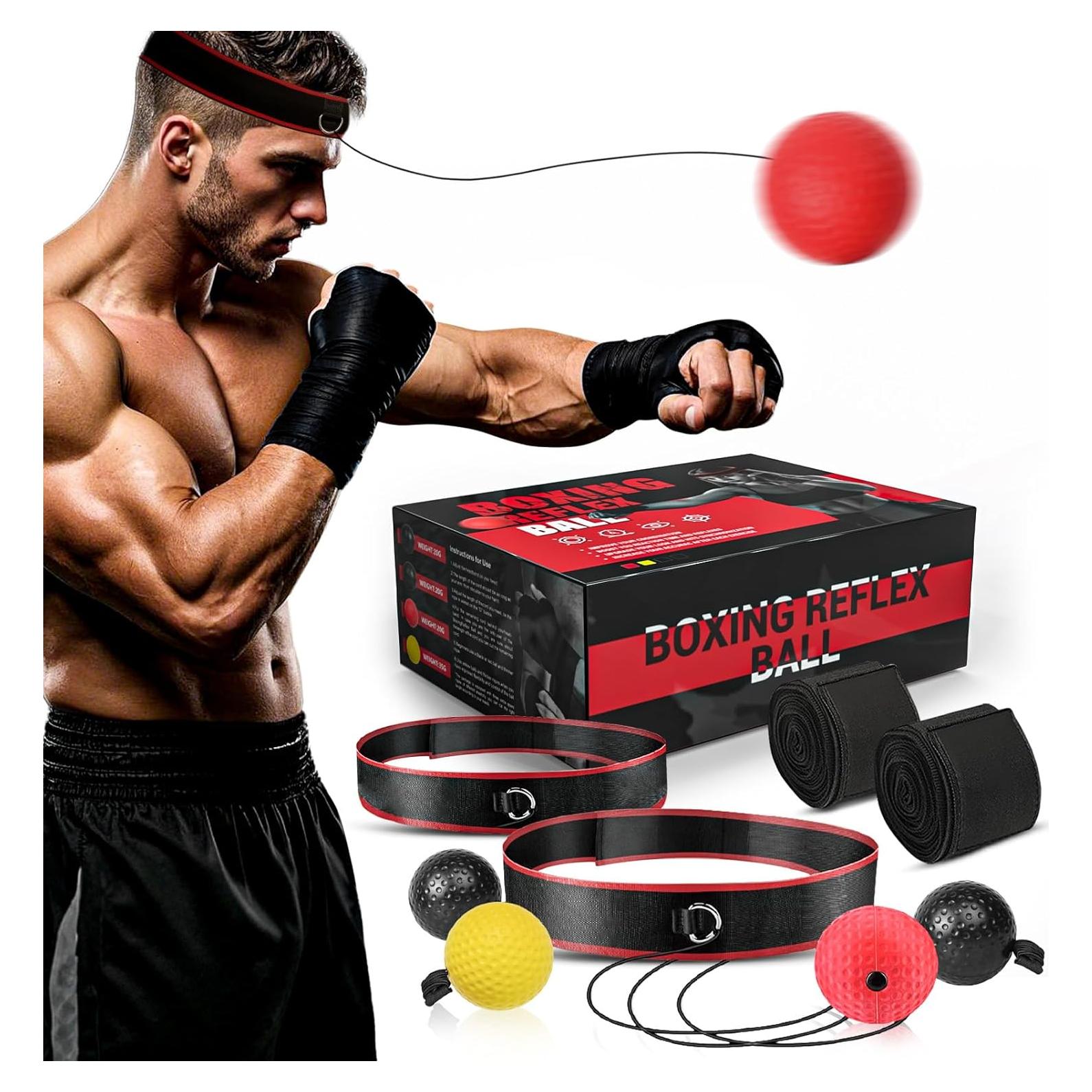 KTEBO Conjunto de Boxeo con Pelotas de Reflexión y Vendas