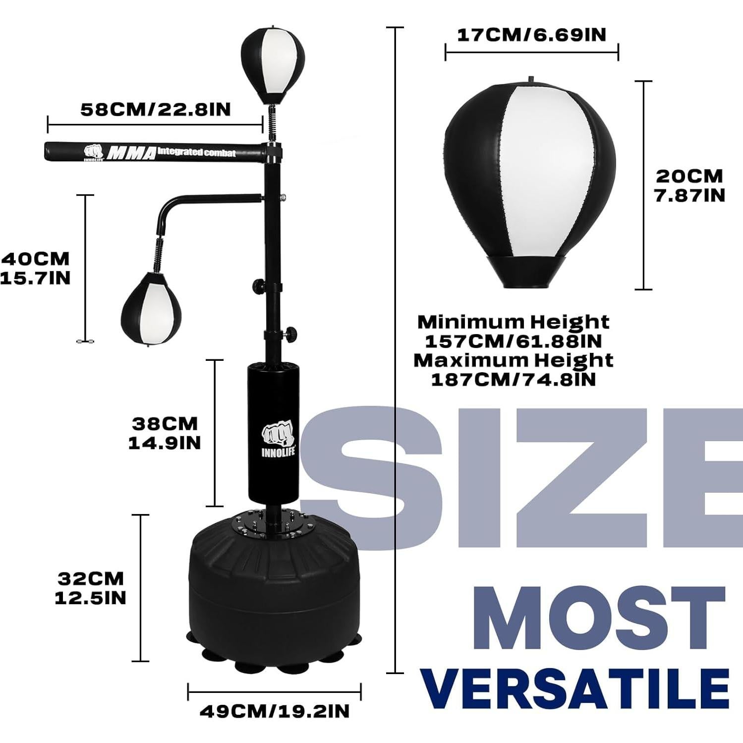 Entrenador de Velocidad de Boxeo INNOLIFE Ajustable 82.7"
