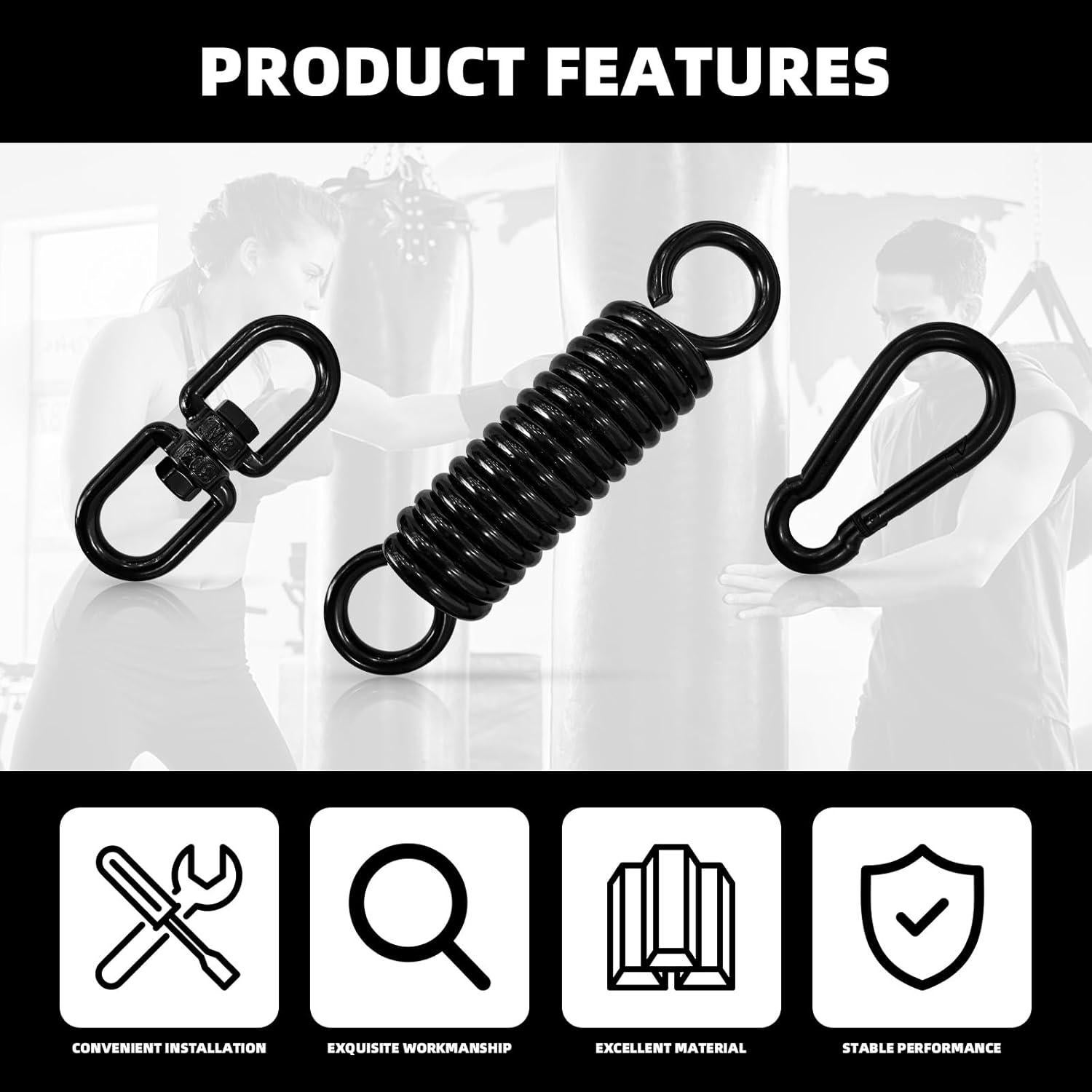 Kit de suspensión para saco de boxeo GLSJA con resorte y mosquetones