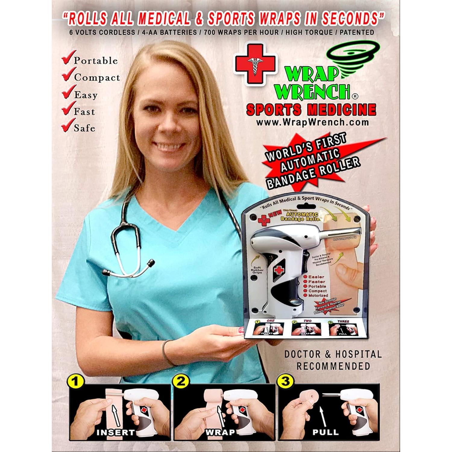 Llave de Envoltura Profesional - Rodillo para Vendajes Médicos y Deportivos