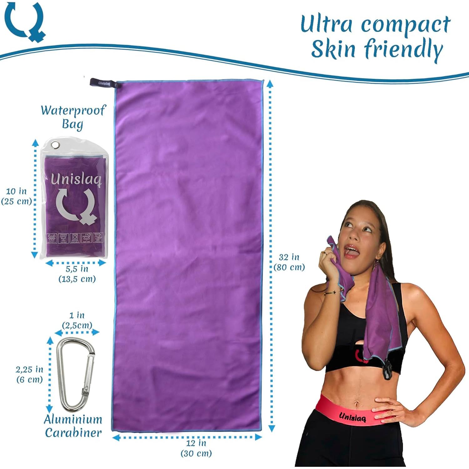 Toalla de Microfibra UNISLAQ 30x80 cm Ultra Absorbente Púrpura