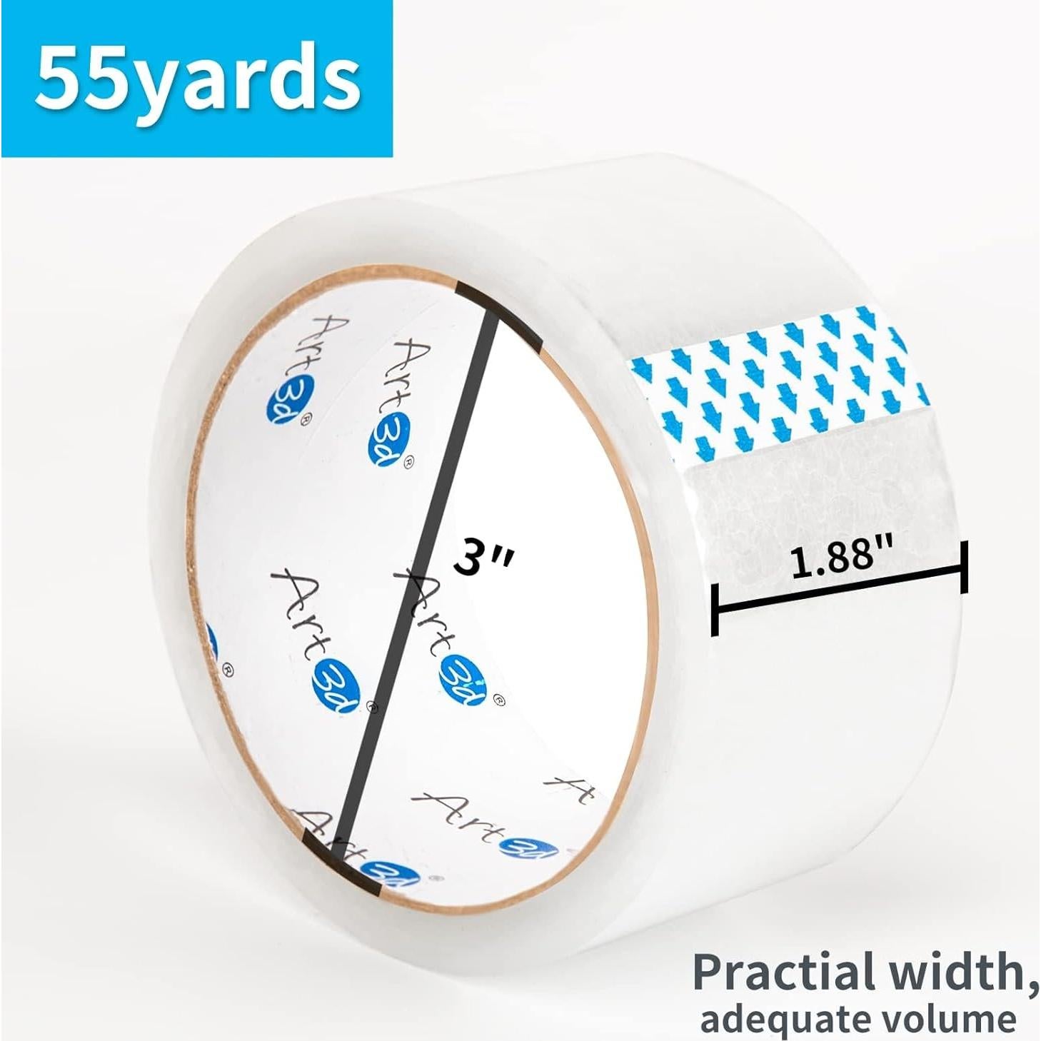 Cinta de Sellado Art3d 6 Rollos 50.29 m 2 mil Transparente