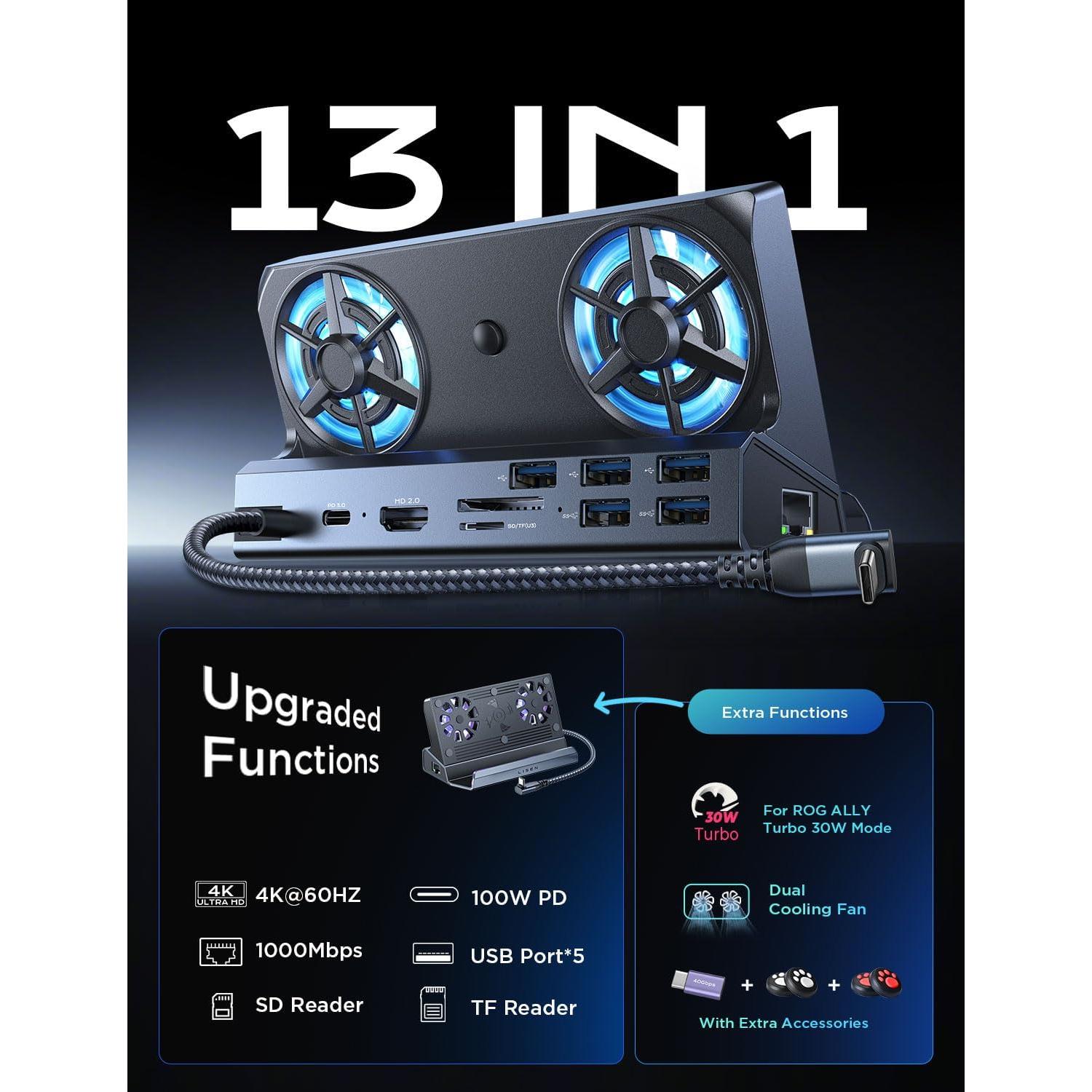 LISEN Estación de Acoplamiento 10-en-1 para Steam Deck OLED