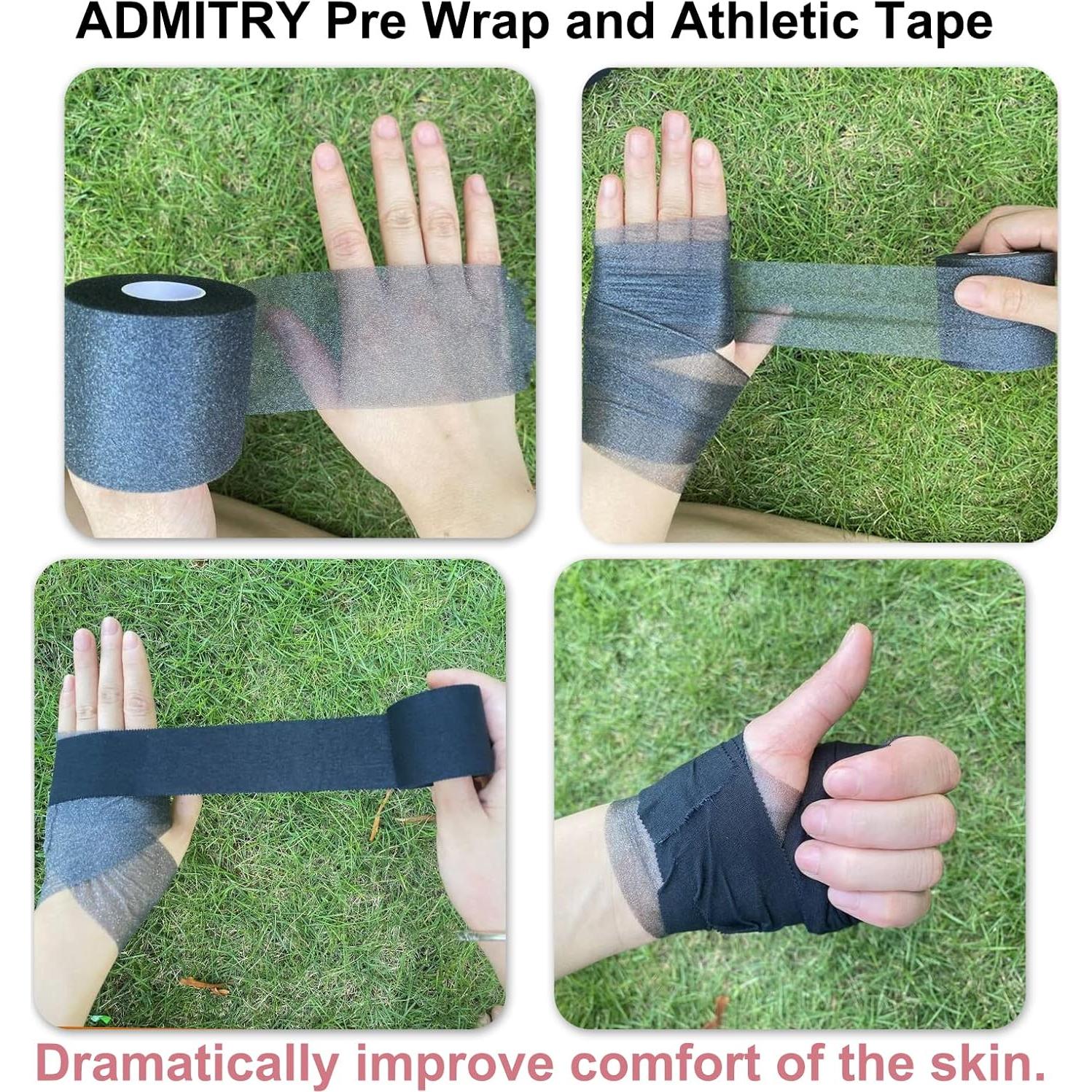 Cinta Atlética Negra ADMITRY - Paquete de 5 Rollos 3.81cm x 9.14m