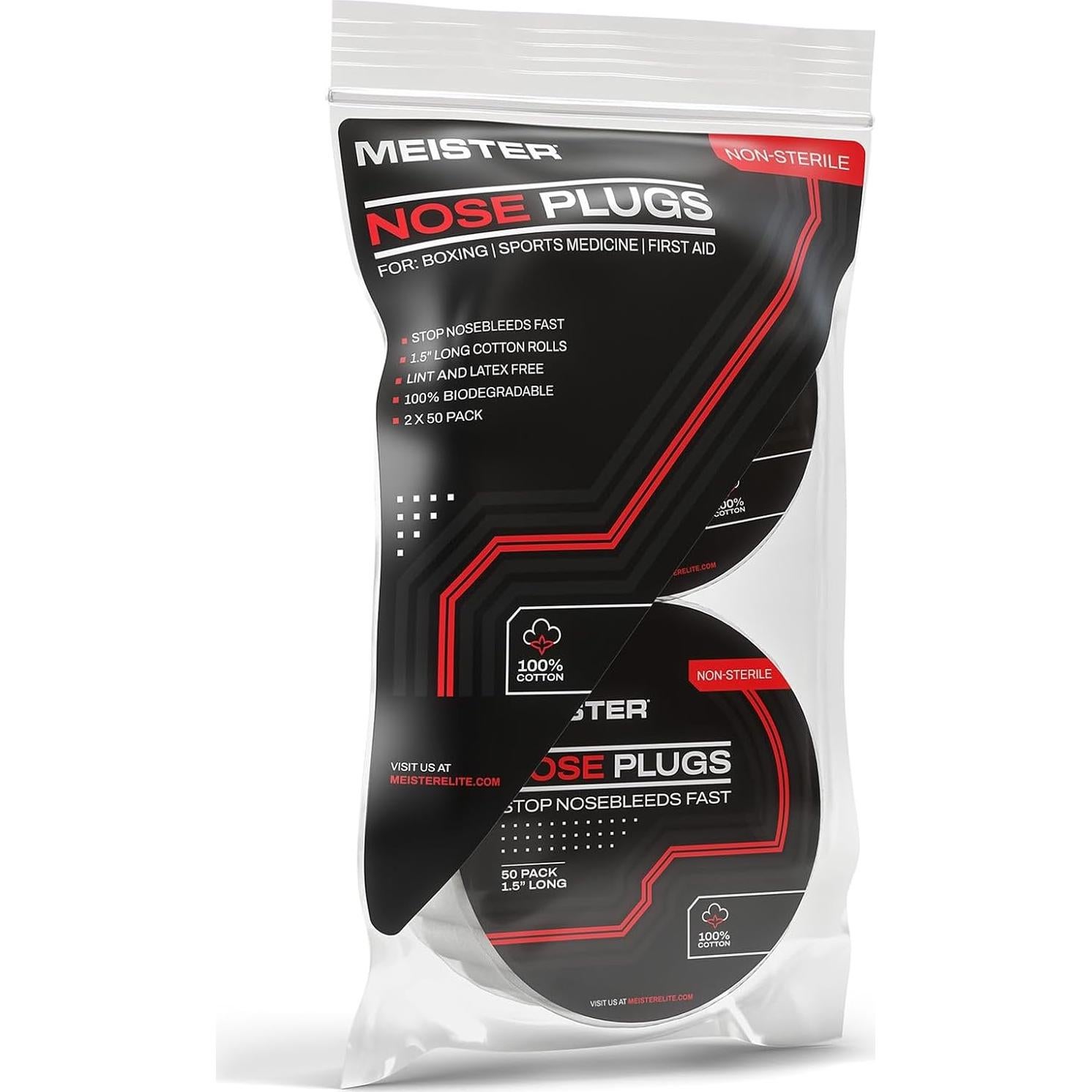 Tapones Nasales Meister de Algodón Absorbentes - 100 Unidades