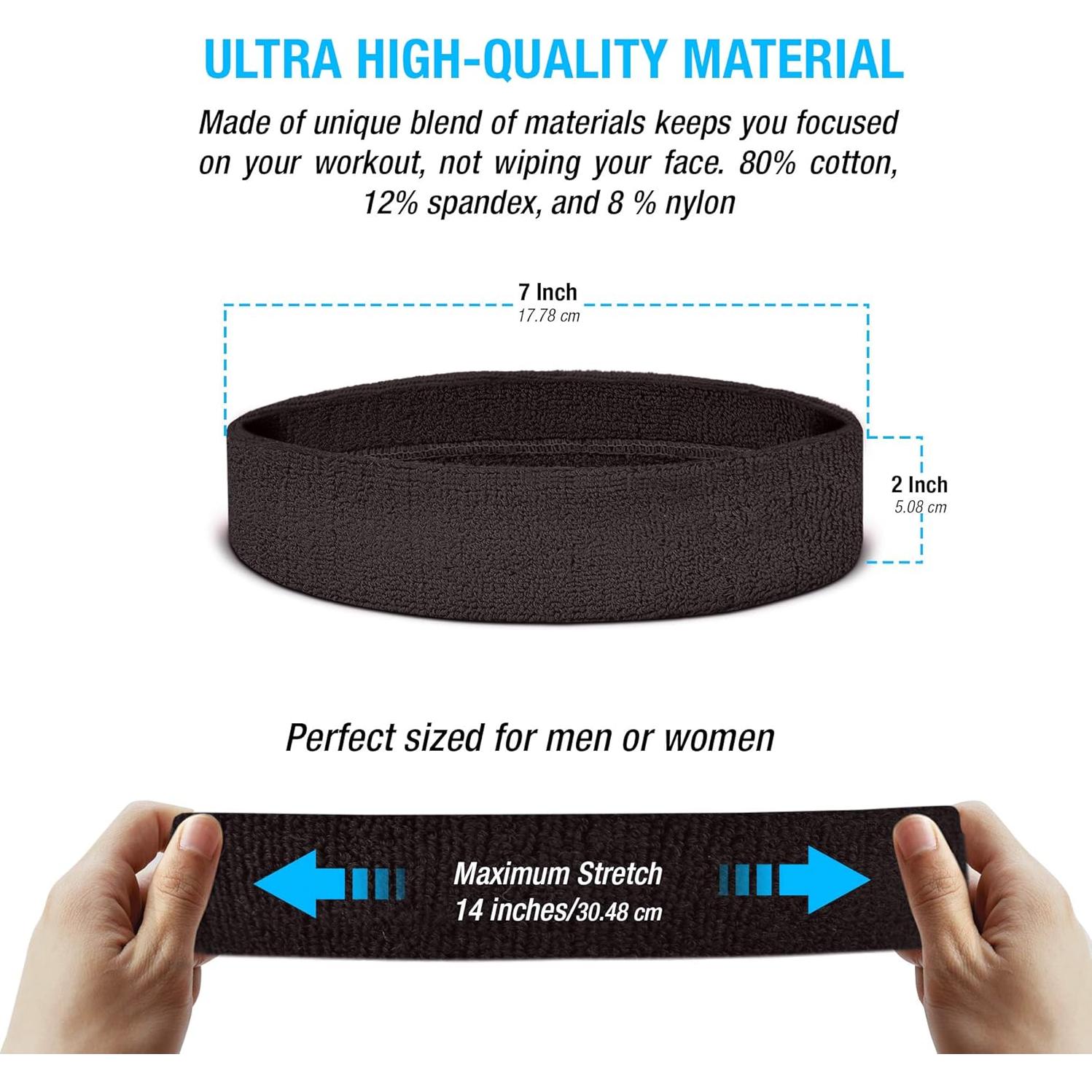 Cinta para el cabello Suddora negra, absorbente y cómoda