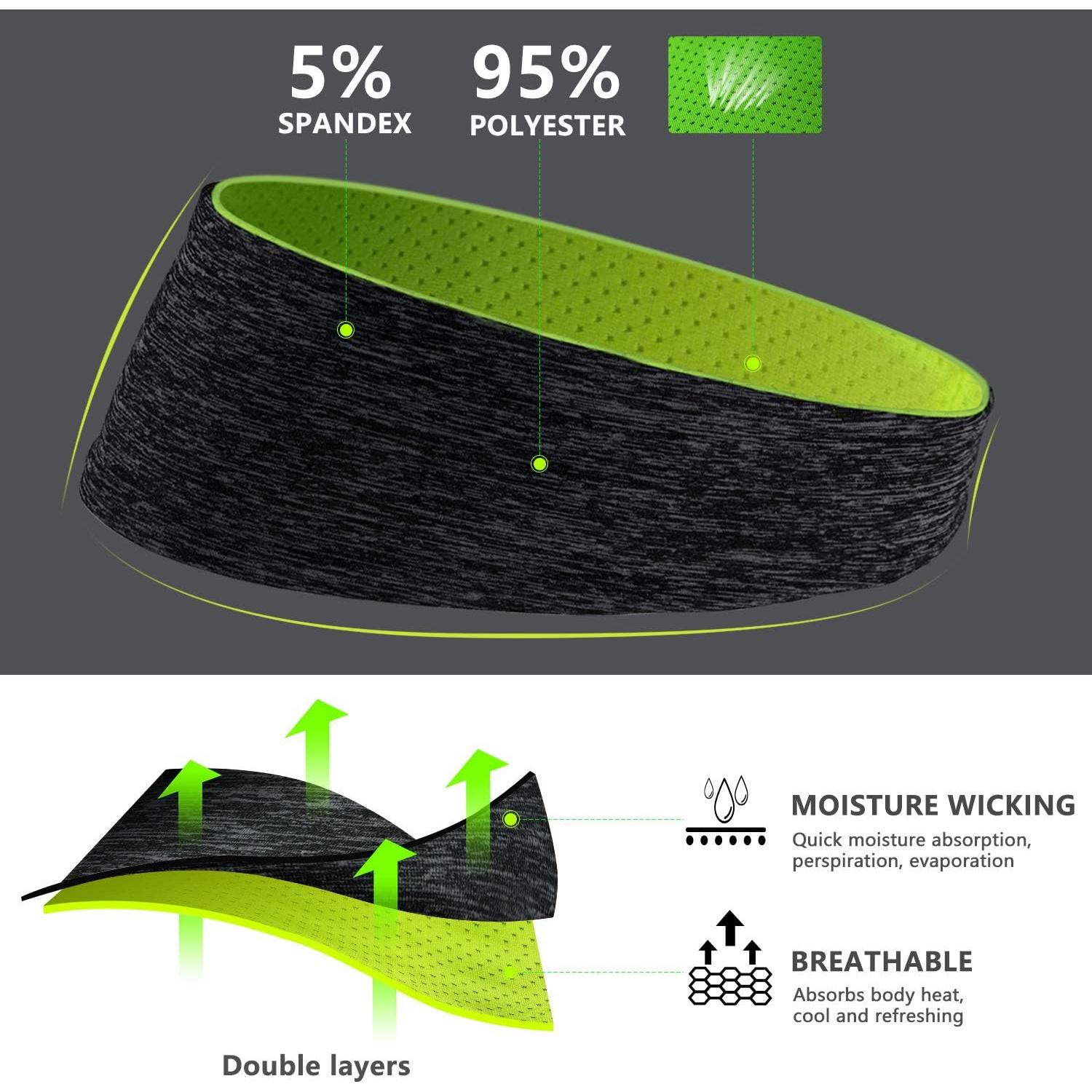 Cintas para la Cabeza Zollen 3 Paquetes Doble Capa para Hombres