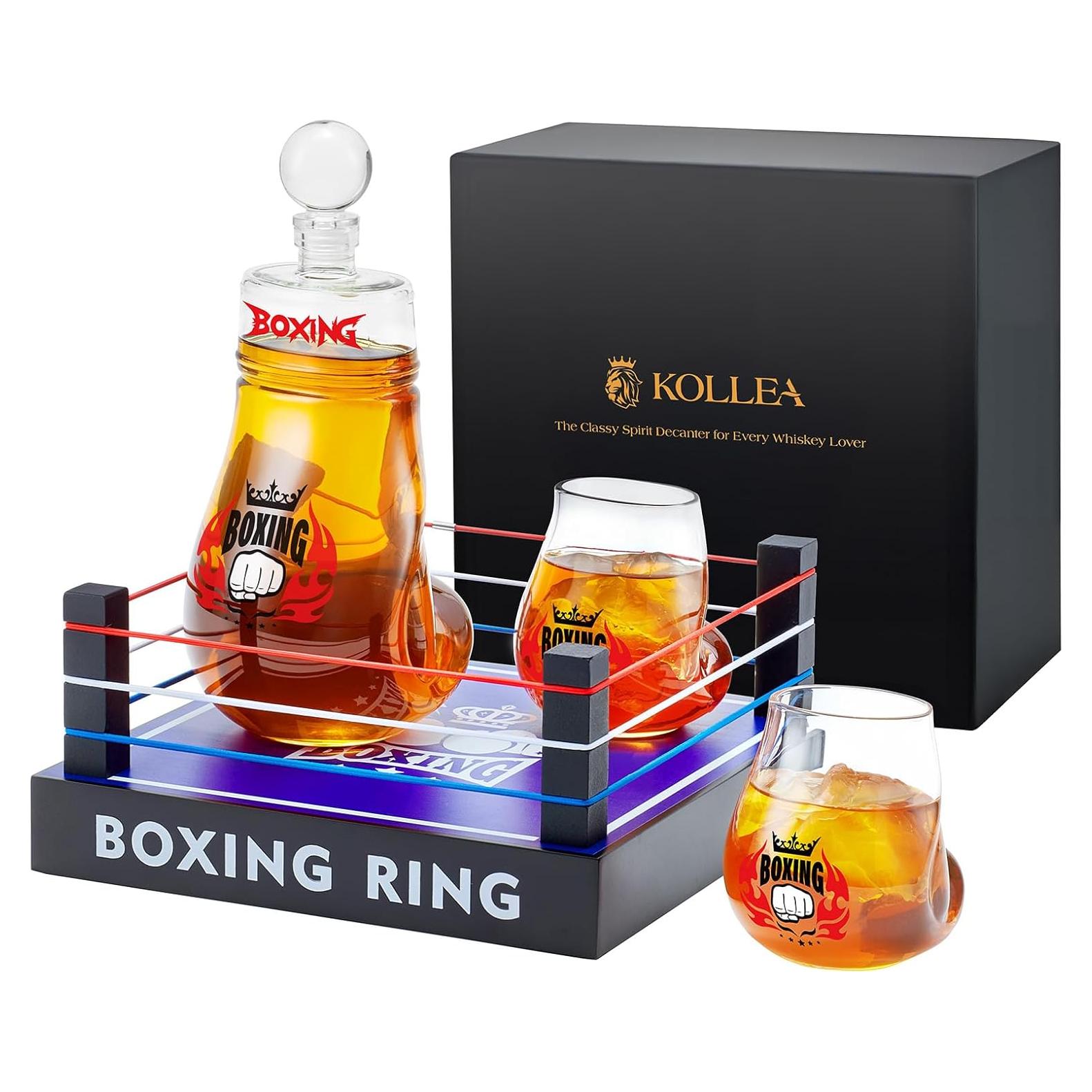 Decantador de Whisky Kollea con 2 Vasos Boxeo 915ml Rojo
