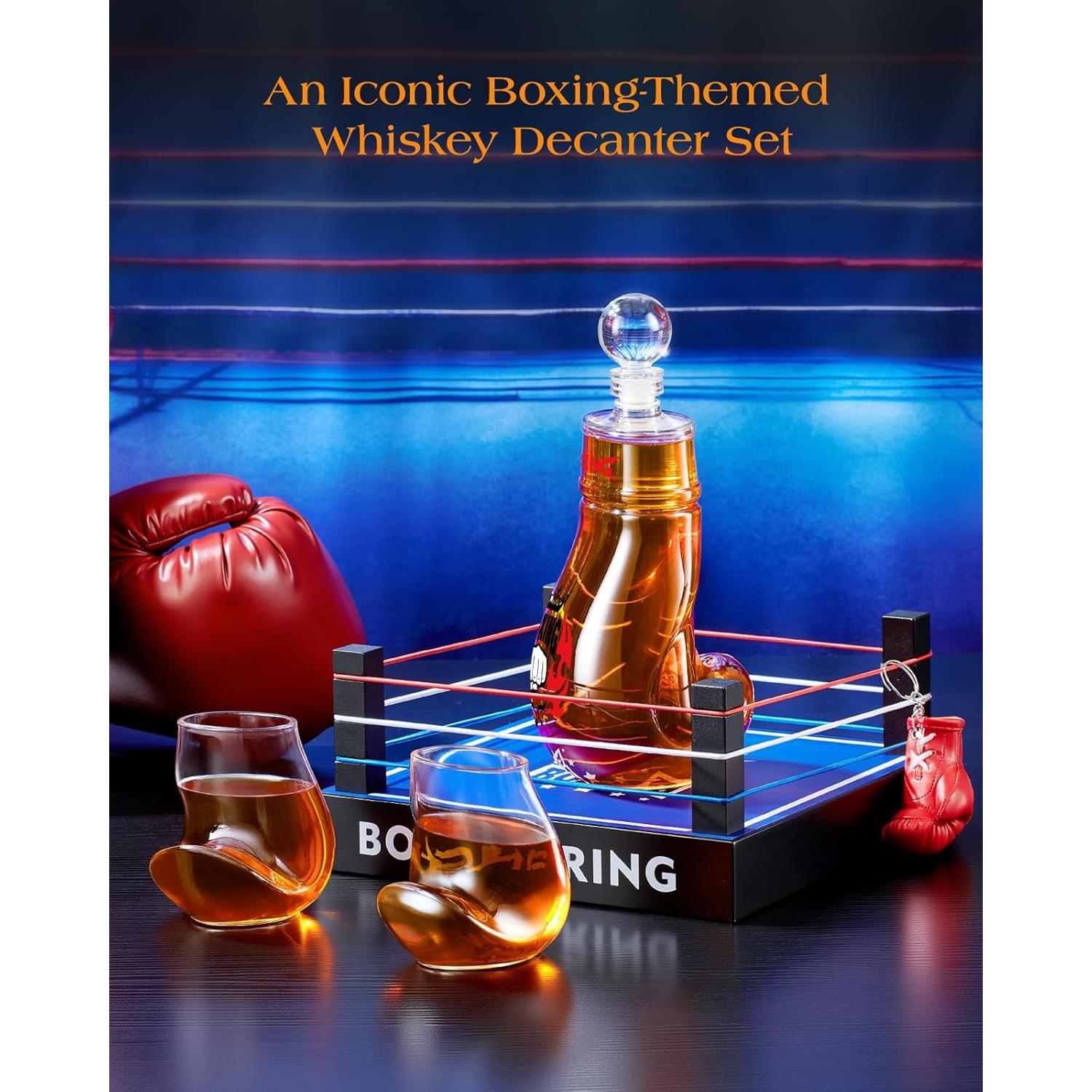 Decantador de Whisky Kollea con 2 Vasos Boxeo 915ml Rojo