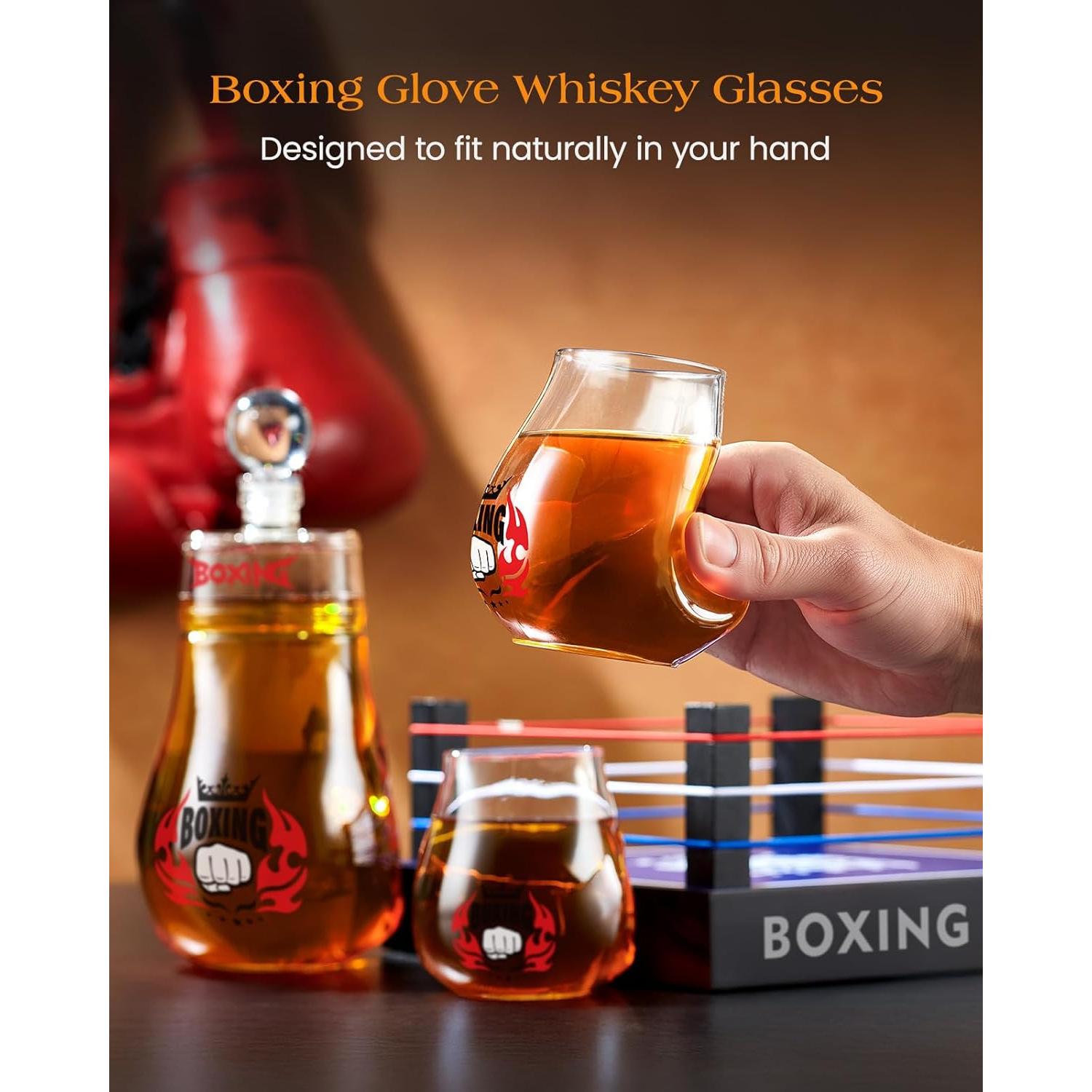 Decantador de Whisky Kollea con 2 Vasos Boxeo 915ml Rojo