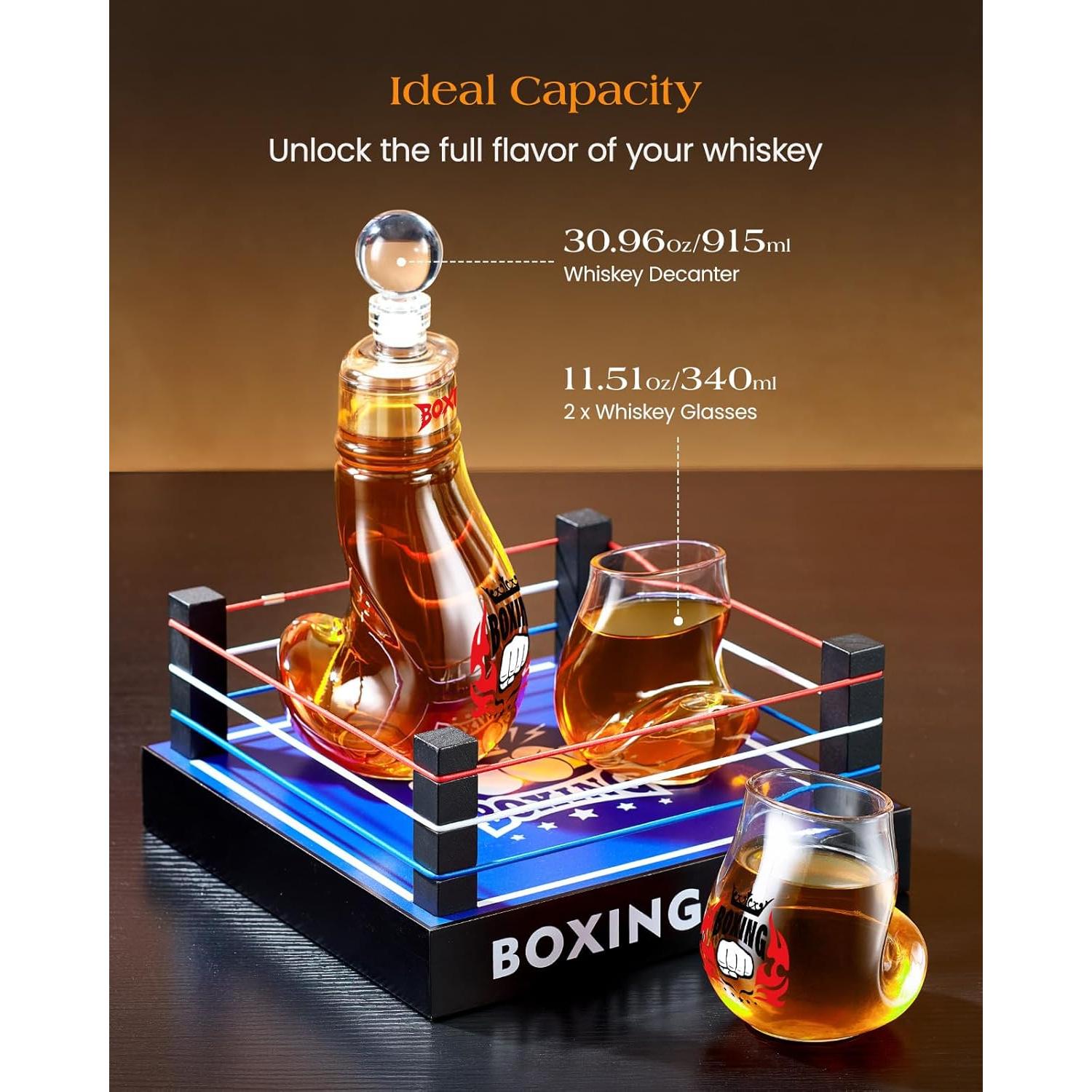 Decantador de Whisky Kollea con 2 Vasos Boxeo 915ml Rojo